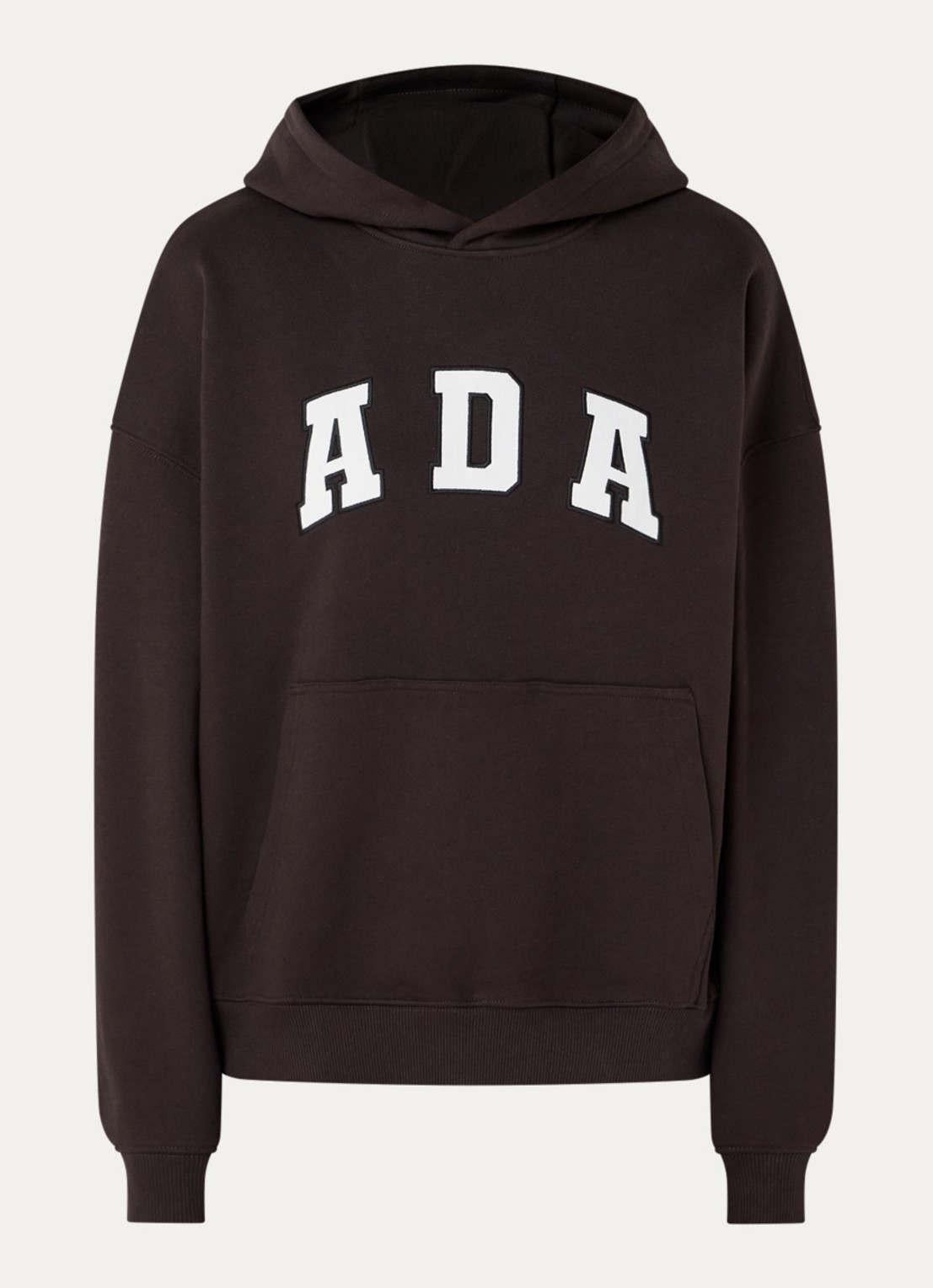 Adanola Ada sweater met logoborduring - voorkant 2 donkerbruin