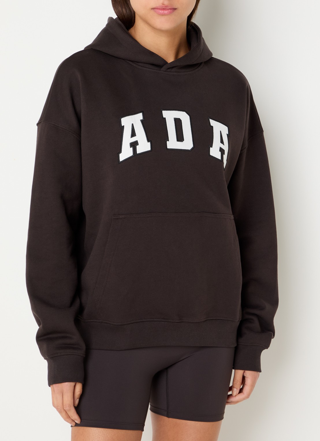 Adanola Ada sweatvest met borduring - detail 2 donkerbruin