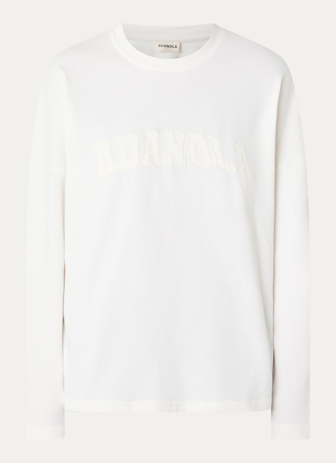Adanola Longsleeve met logoborduring - voorkant 3 gebroken wit