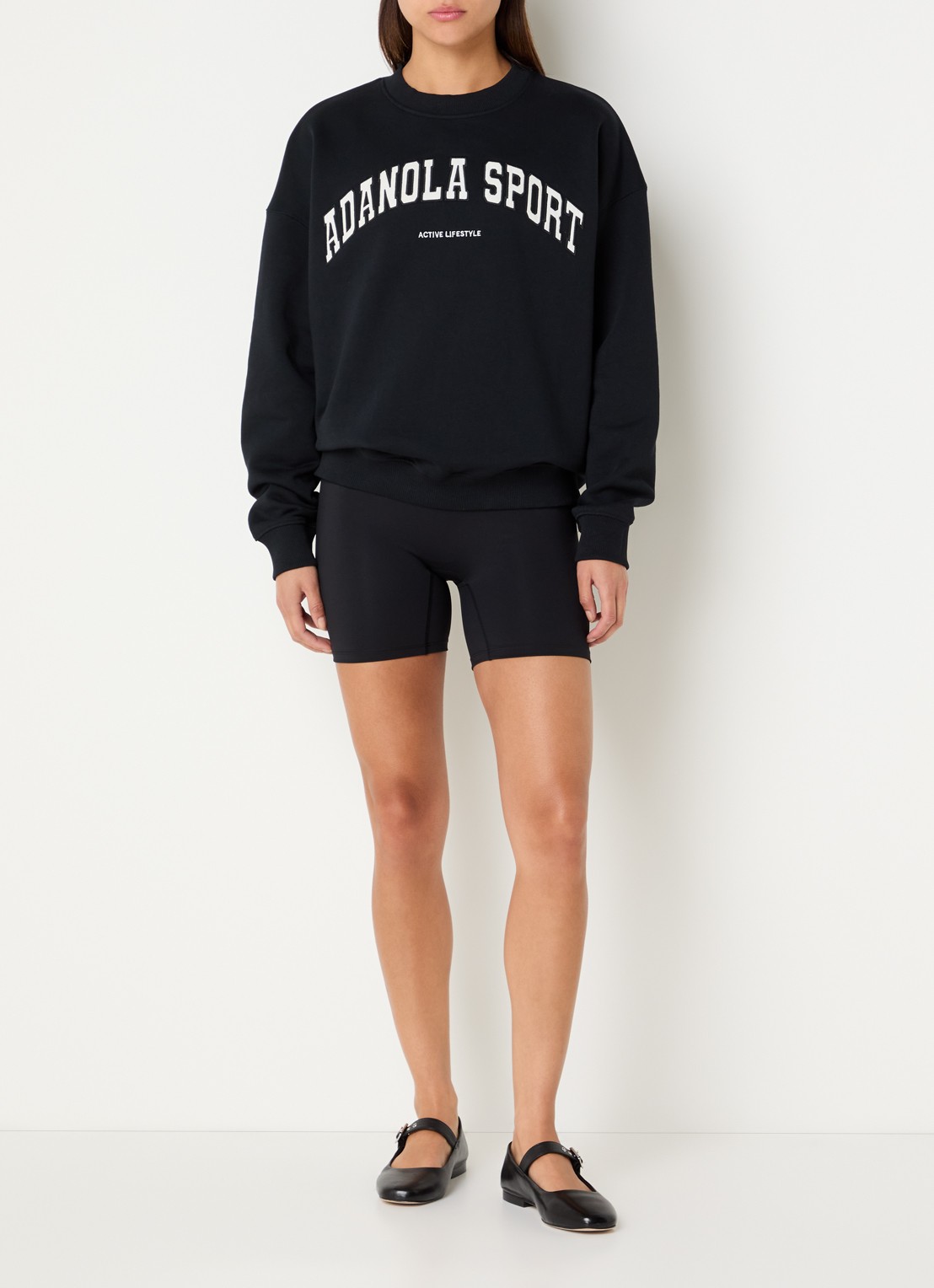 Adanola Oversized sweater met logoborduring - voorkant 4 zwart