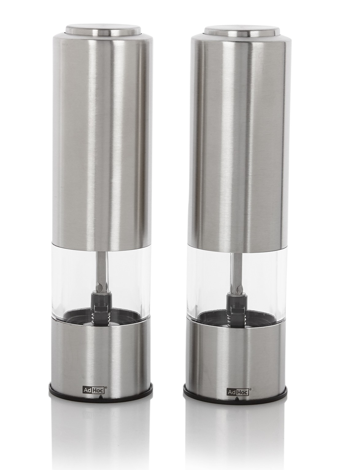 AdHoc Elektrische peper- en zoutmolen 19 cm 2-delig - voorkant zilver