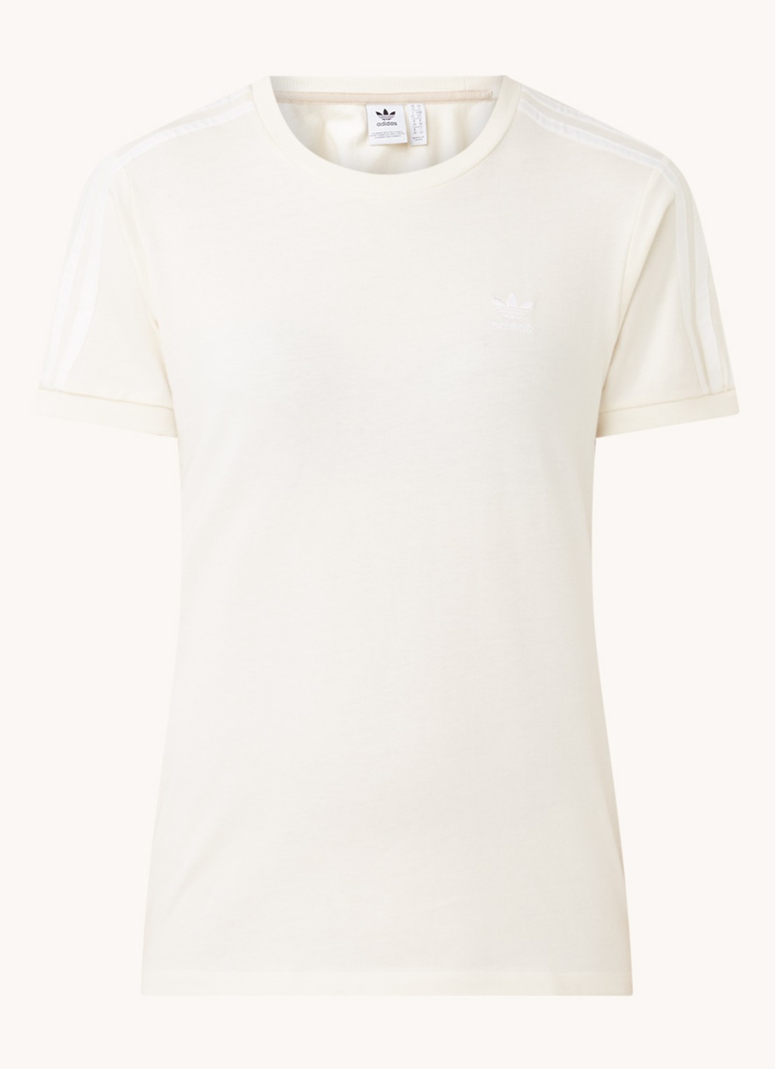 adidas 3 Stripes T-shirt met logoborduring - voorkant 3 gebroken wit