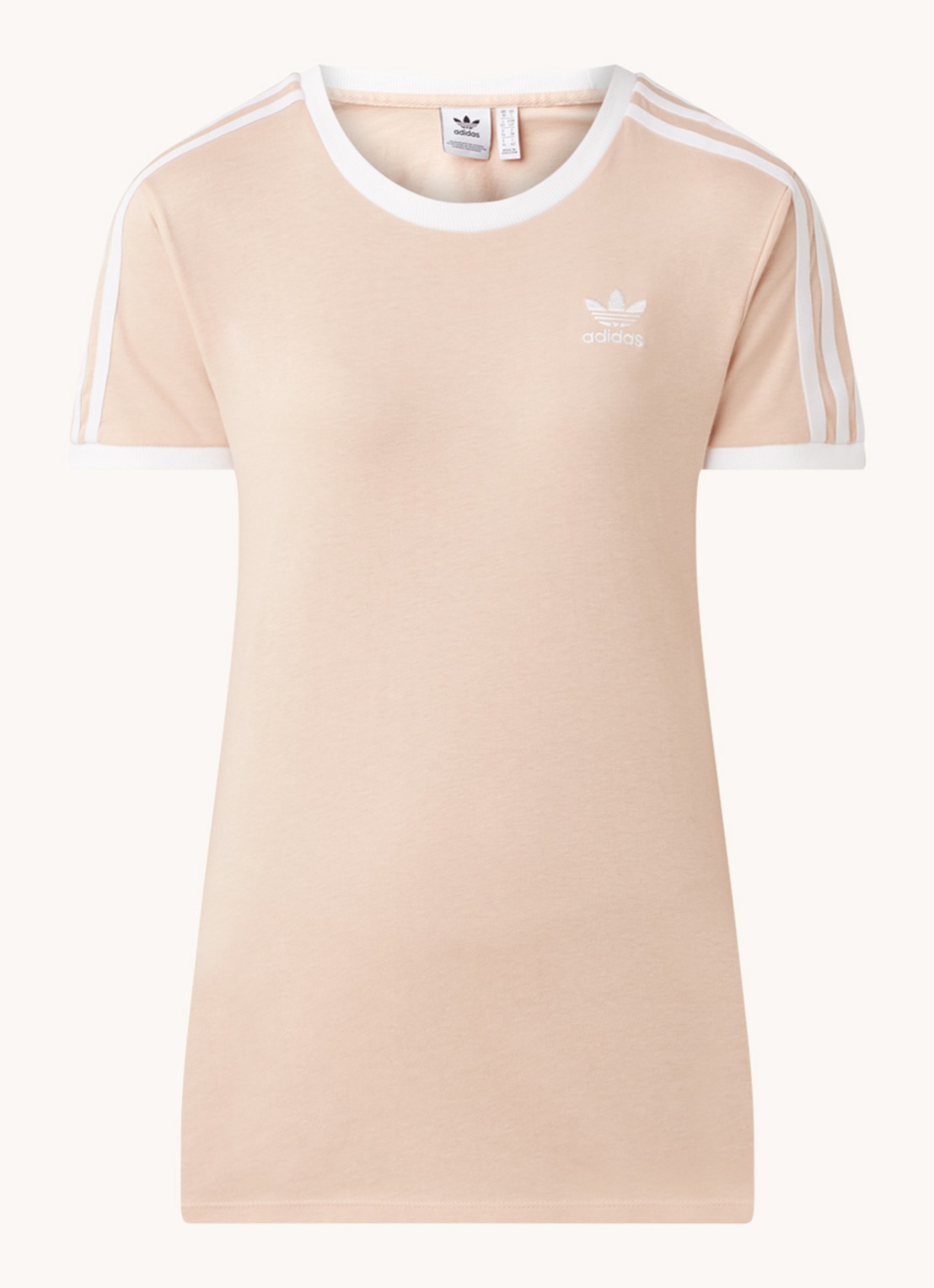adidas 3 Stripes T-shirt met logoborduring - voorkant 3 zalmroze