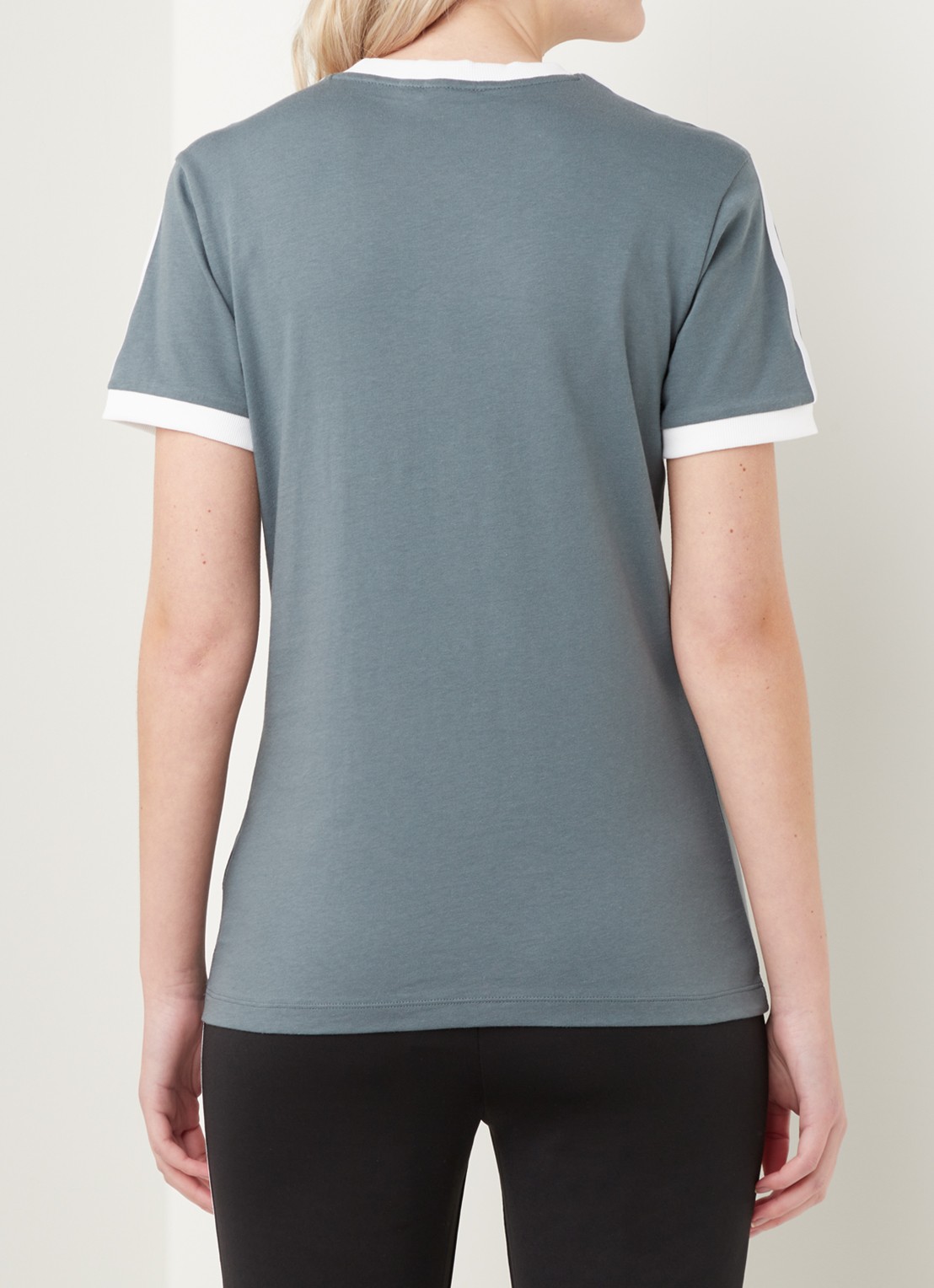 adidas 3 Stripes T-shirt met logoborduring - achterkant 2 staalblauw