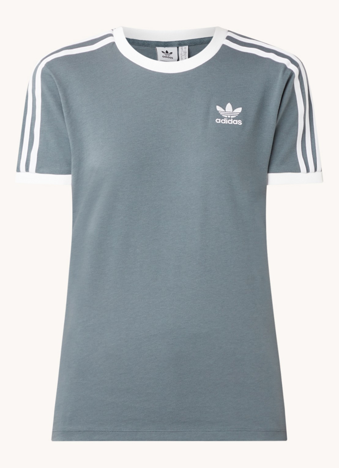 adidas 3 Stripes T-shirt met logoborduring - voorkant 3 staalblauw