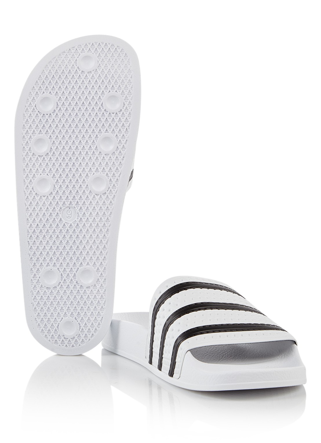 Adidas Adilette slipper met streepdessin - detail 4 wit