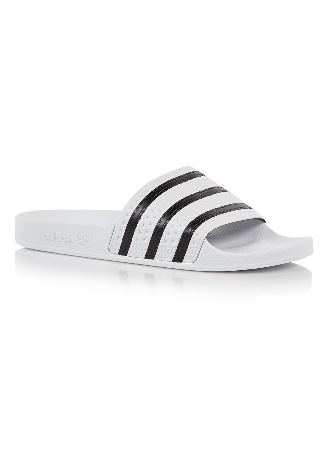 Adidas Adilette slipper met streepdessin - voorkant wit