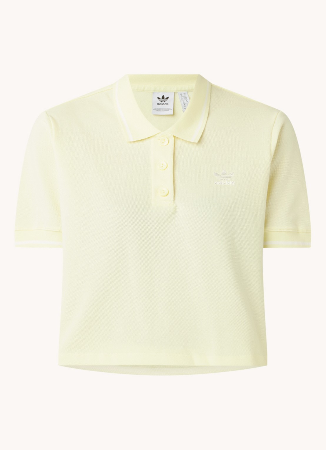 adidas Cropped polo met logoborduring - voorkant 2 lichtgeel
