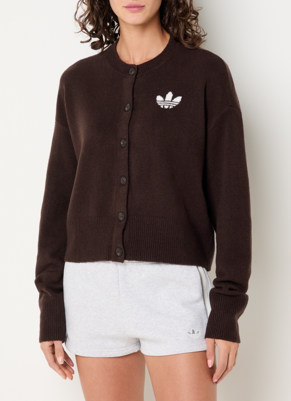 adidas Fijngebreid vest met logo - detail bruin