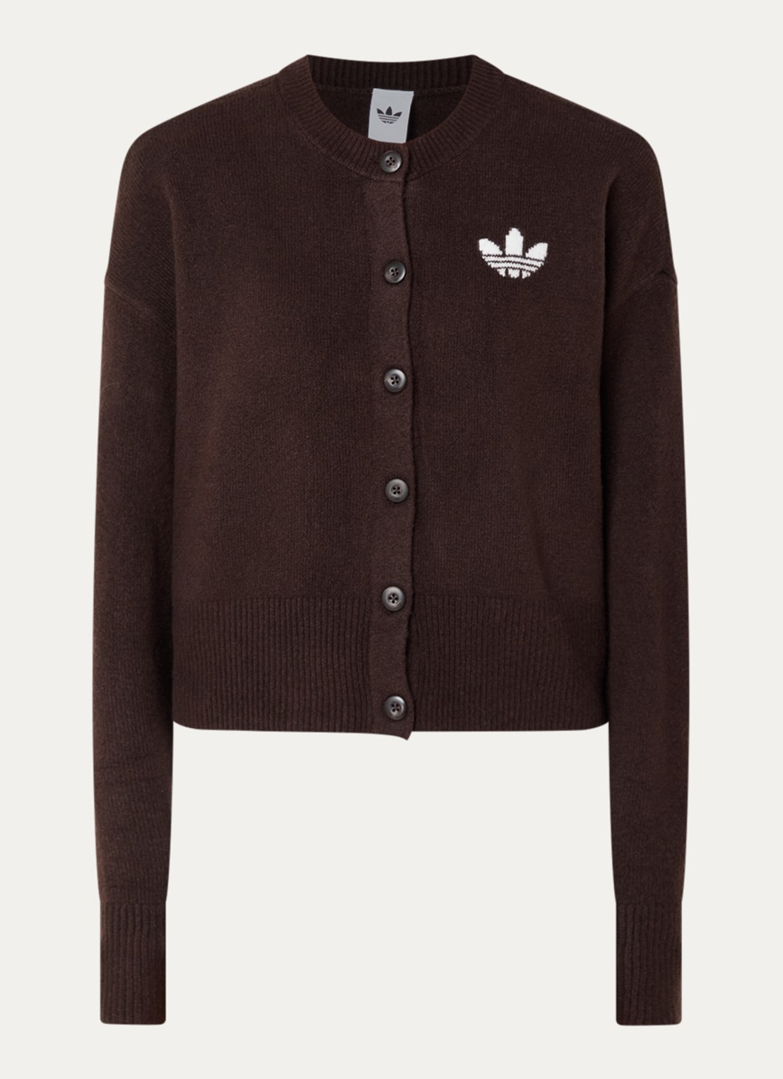adidas Fijngebreid vest met logo - voorkant 2 bruin