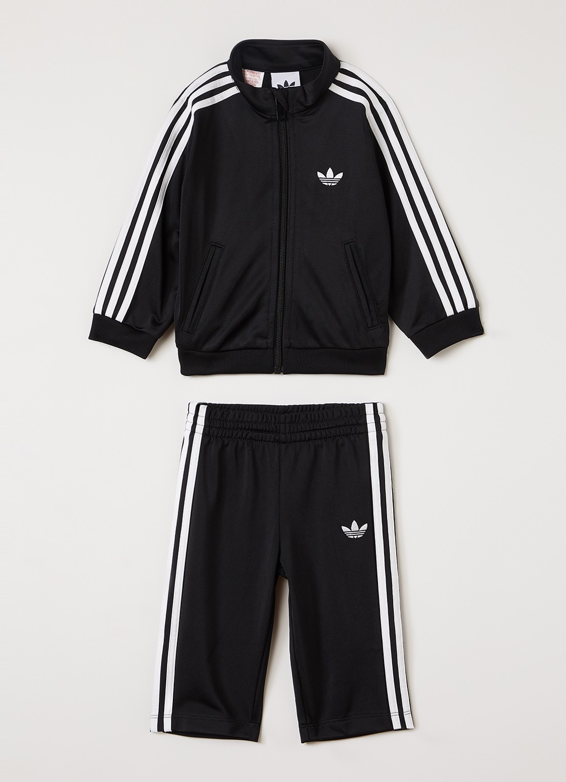 Adidas Firebird set van trackvest met trackpants 2-delig - voorkant 3 zwart