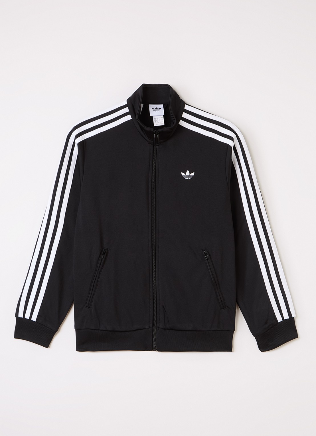 Adidas Firebird sweatvest met logoborduring - voorkant zwart