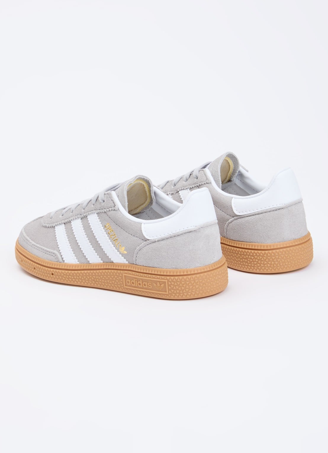 Adidas Handball Spezial sneaker van suède met leren details - achterkant lichtgrijs