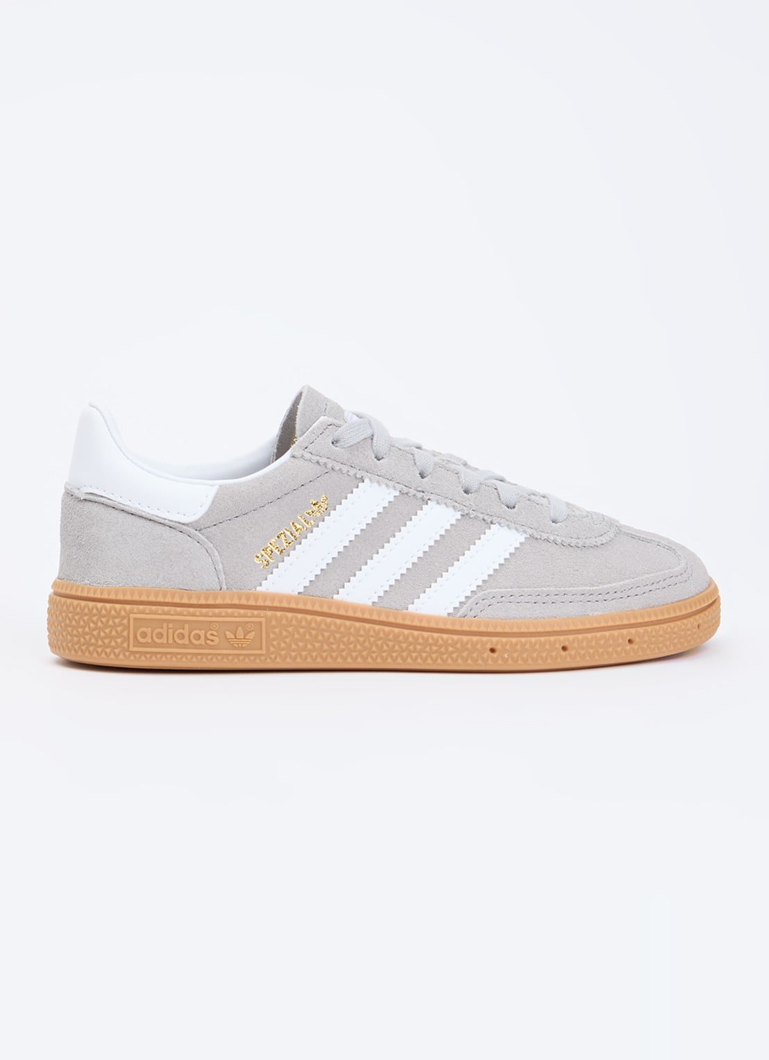Adidas Handball Spezial sneaker van suède met leren details - voorkant 3 lichtgrijs