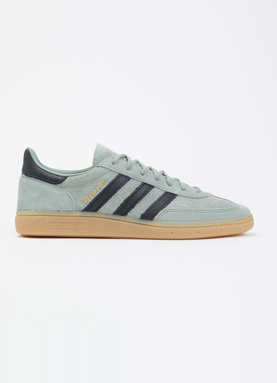 Adidas Handball Spezial sneaker van suéde met leren details  - voorkant 2 blauwgrijs