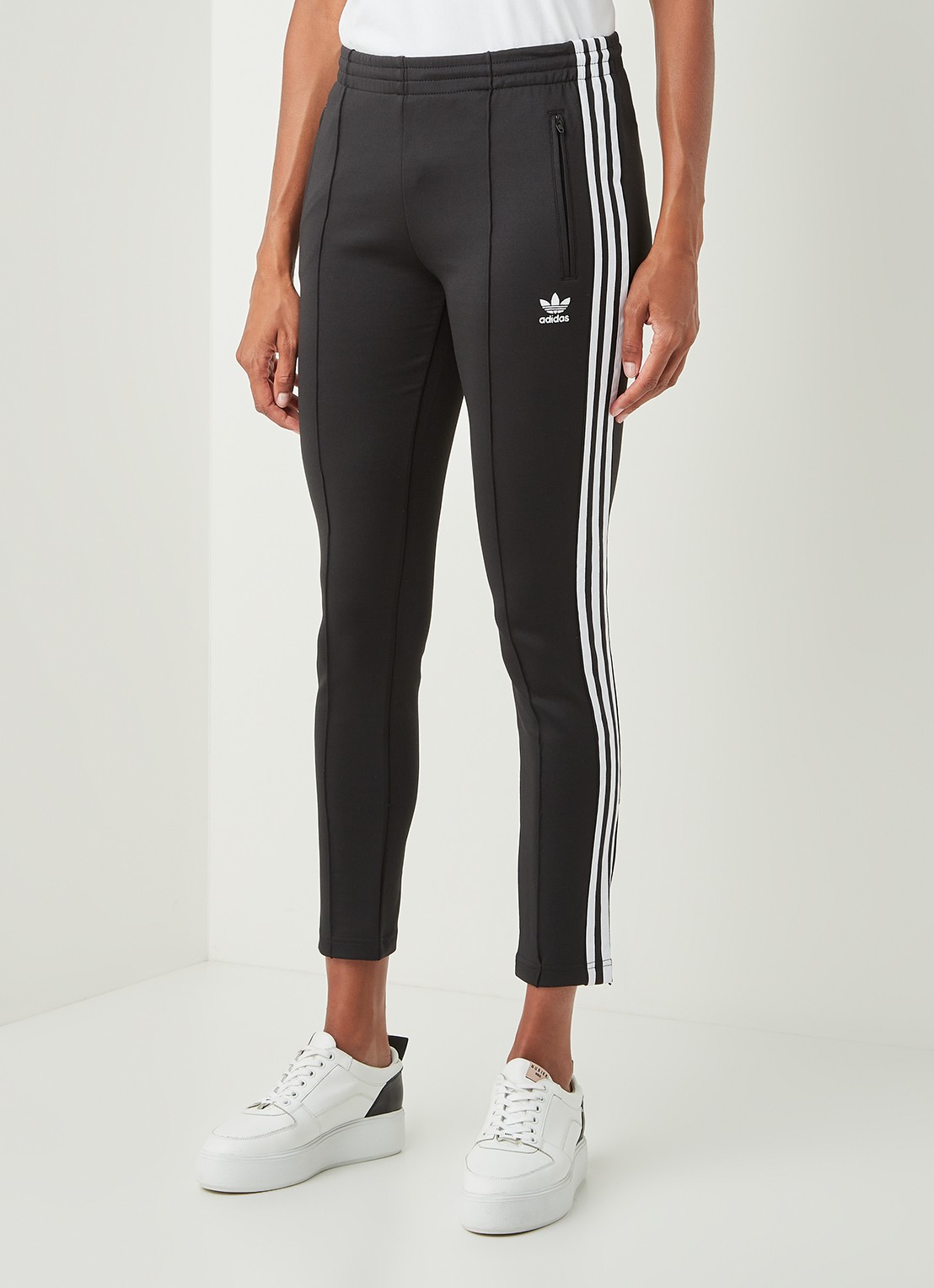 Adidas High waist slim fit joggingbroek met logo - detail 3 zwart