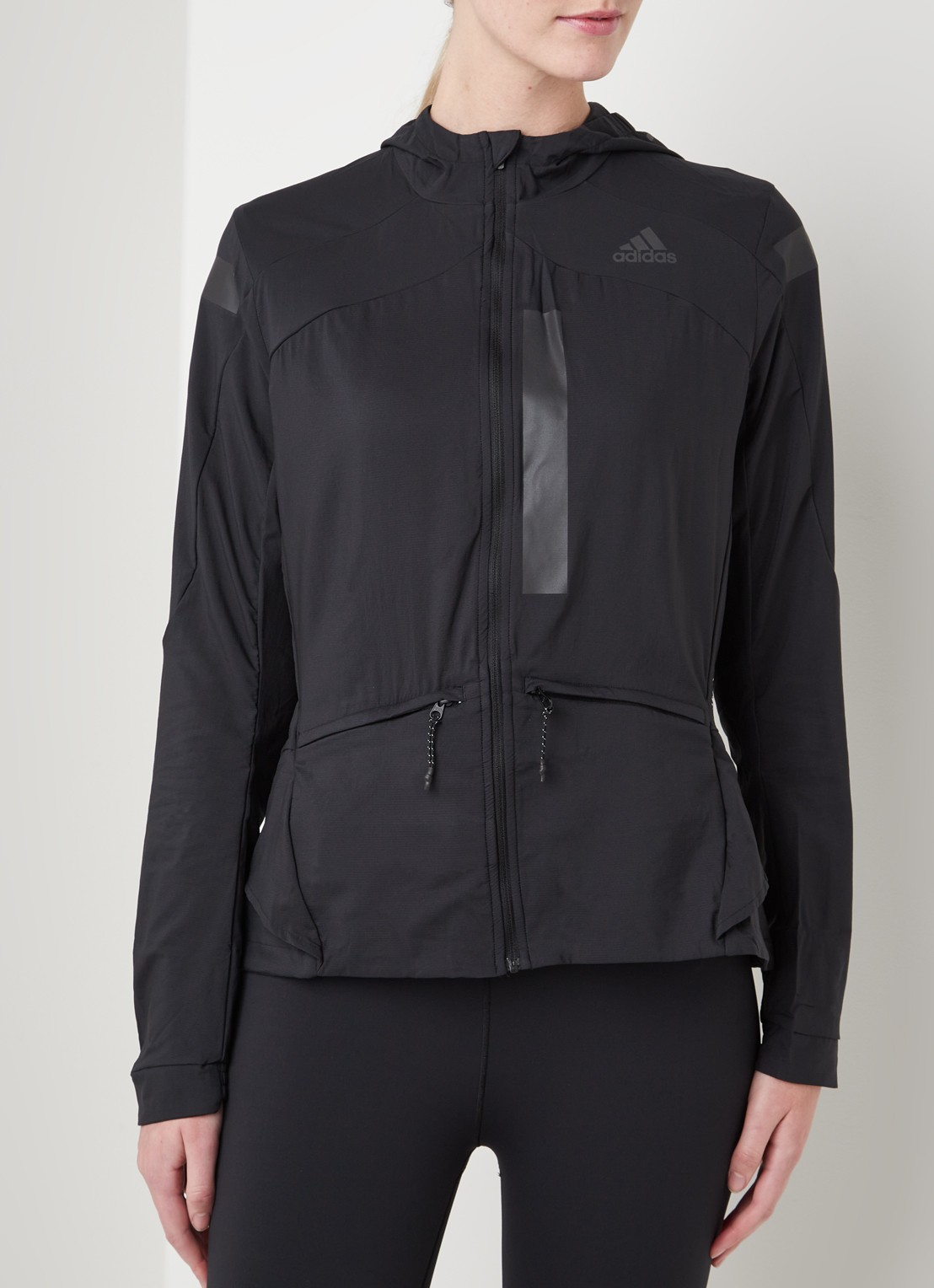 adidas Marathon packaway hardloop jack met capuchon - detail 3 zwart