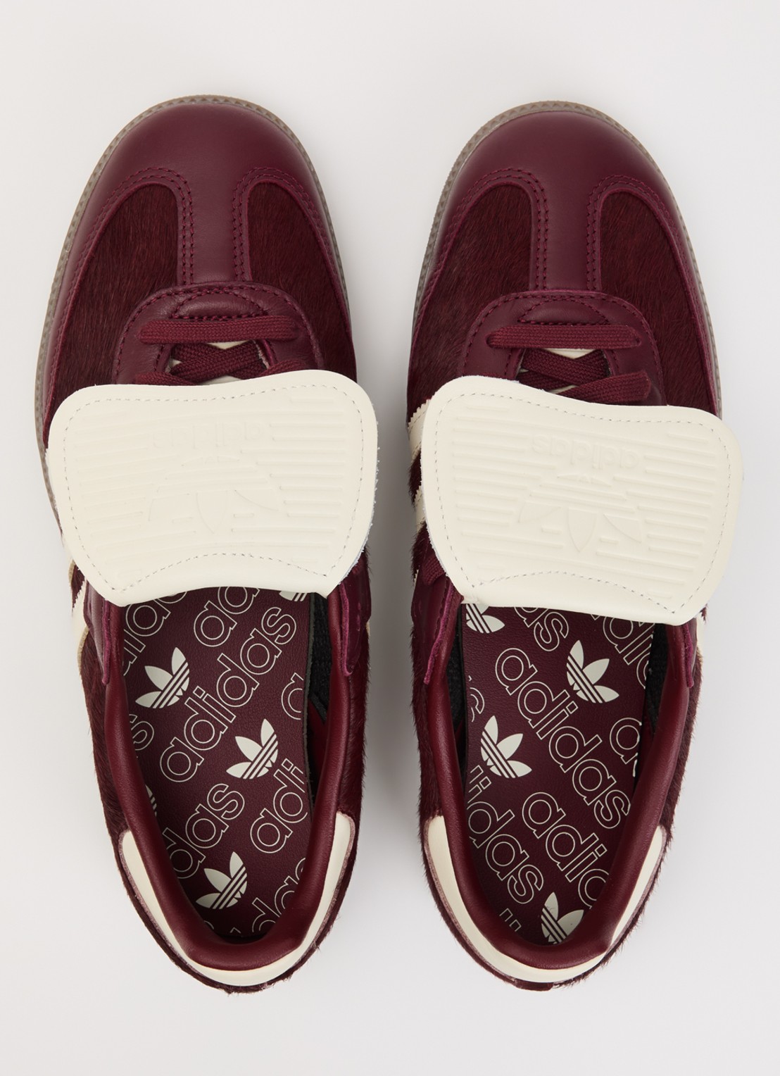 Adidas Samba LT sneaker van koeienvacht met leren details - detail 4 bordeauxrood
