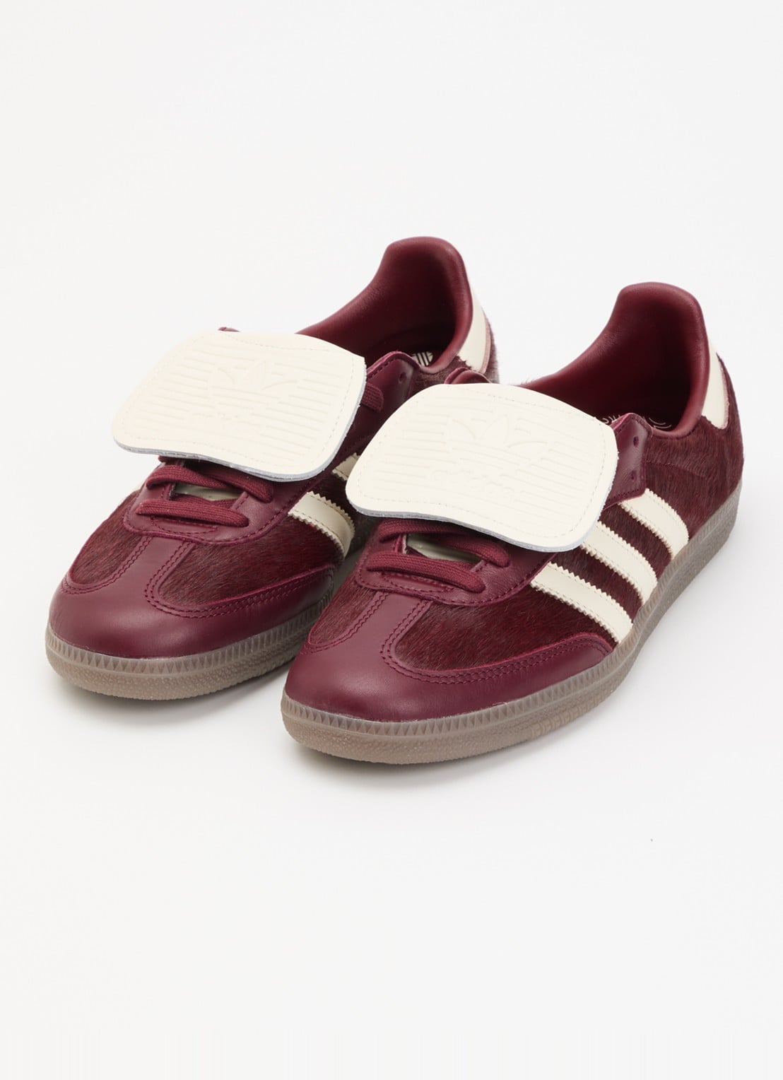 Adidas Samba LT sneaker van leer met ponyhair - detail 2 bordeauxrood