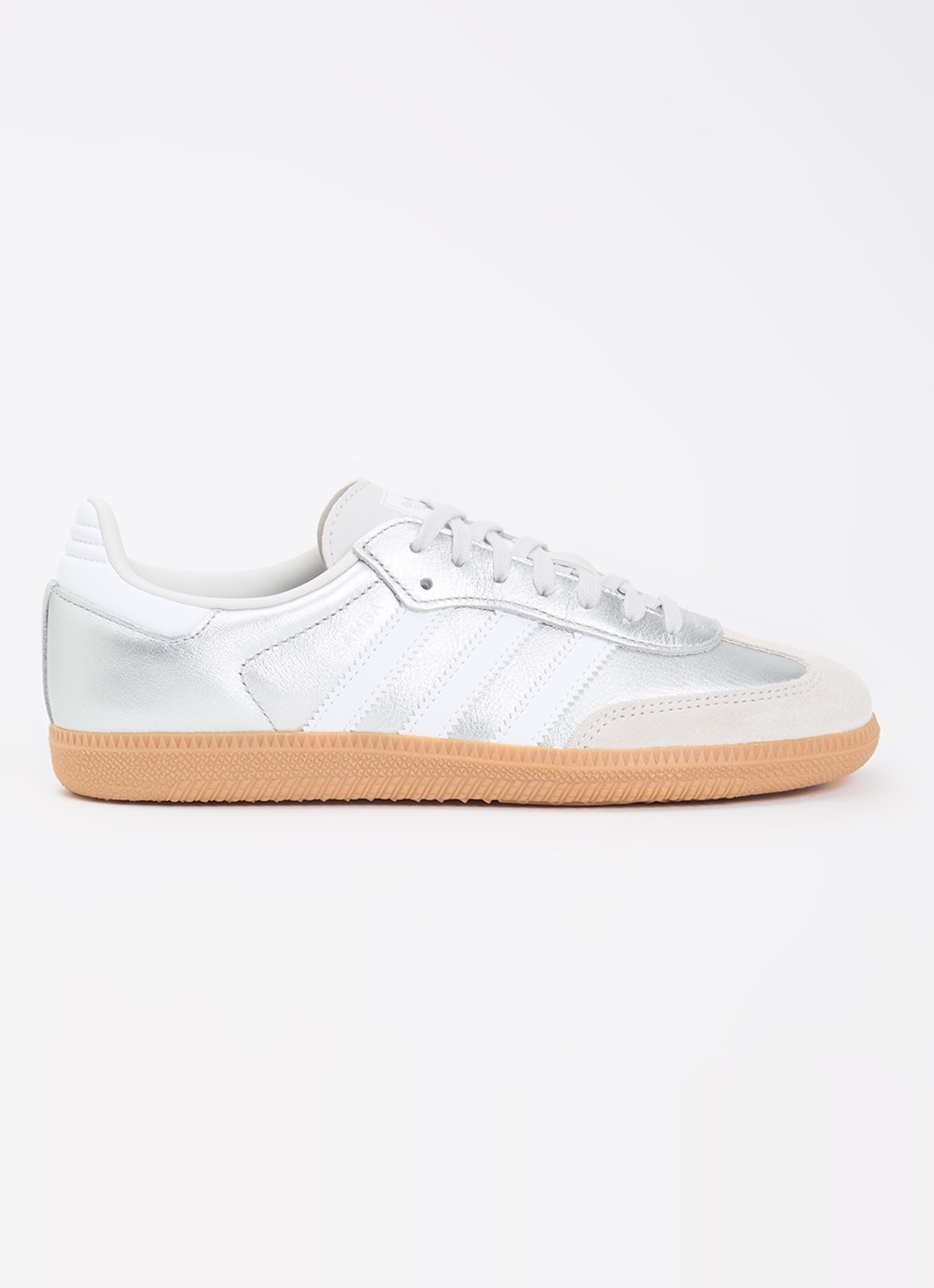 Adidas Samba OG J sneaker met metallic finish - voorkant 3 zilver