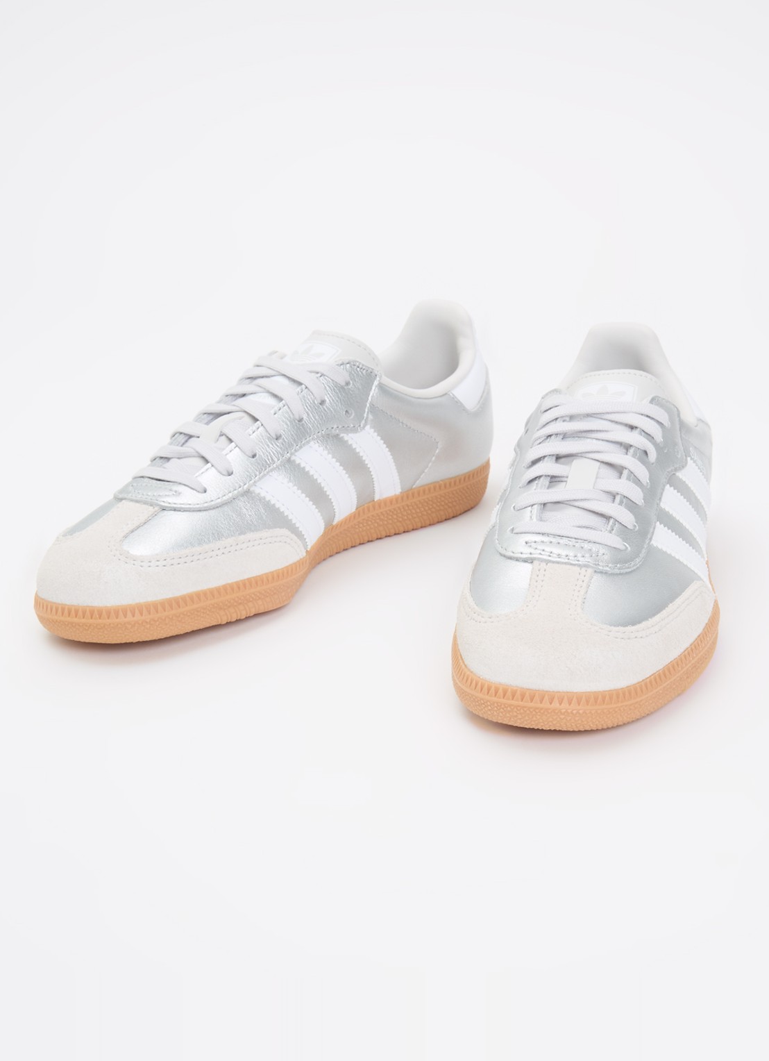 Adidas Samba OG J sneaker met metallic finish - voorkant 4 zilver