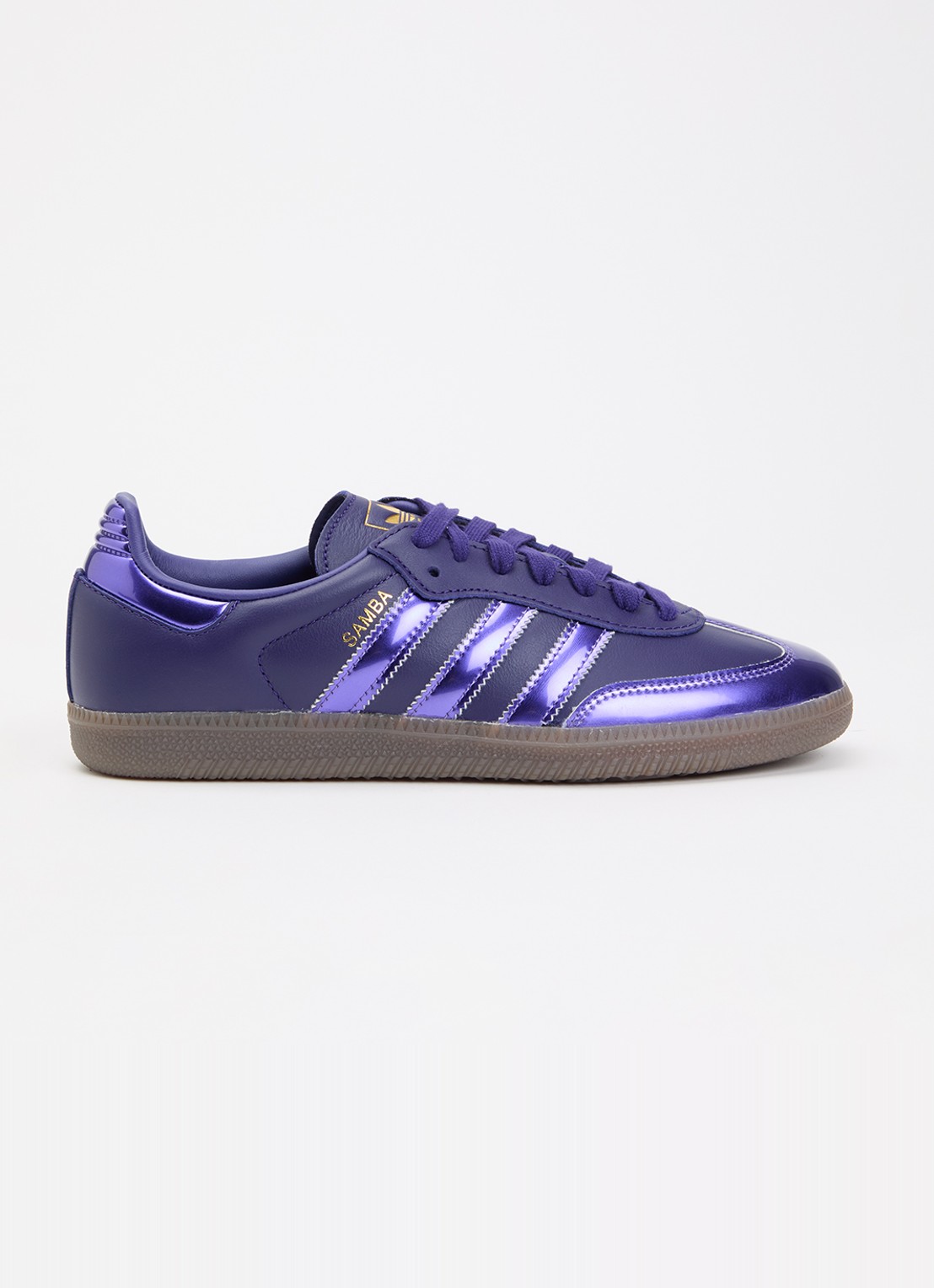 Adidas Samba OG sneaker van leer met metallic details - voorkant paars