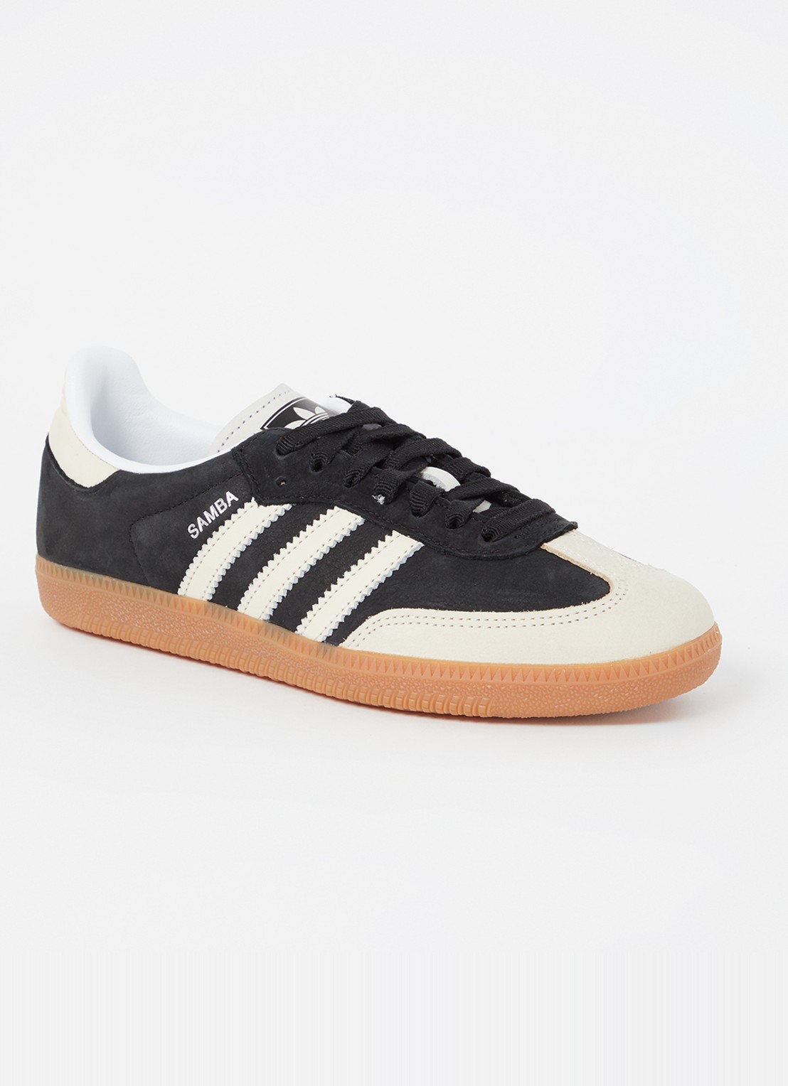 Adidas Samba OG sneaker van leer met suède details  - voorkant zwart