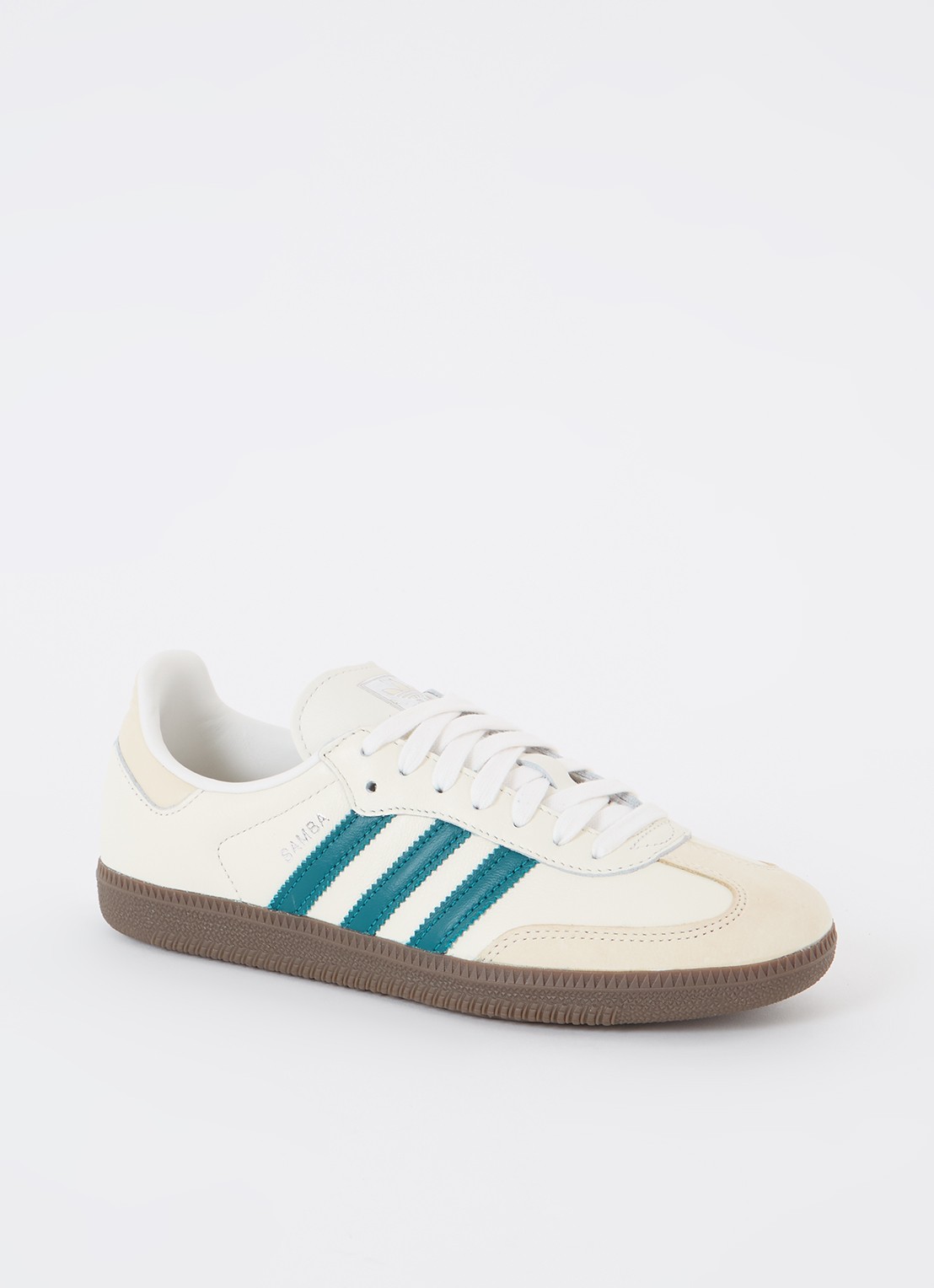 Adidas Samba OG sneaker van leer met suède details  - voorkant creme