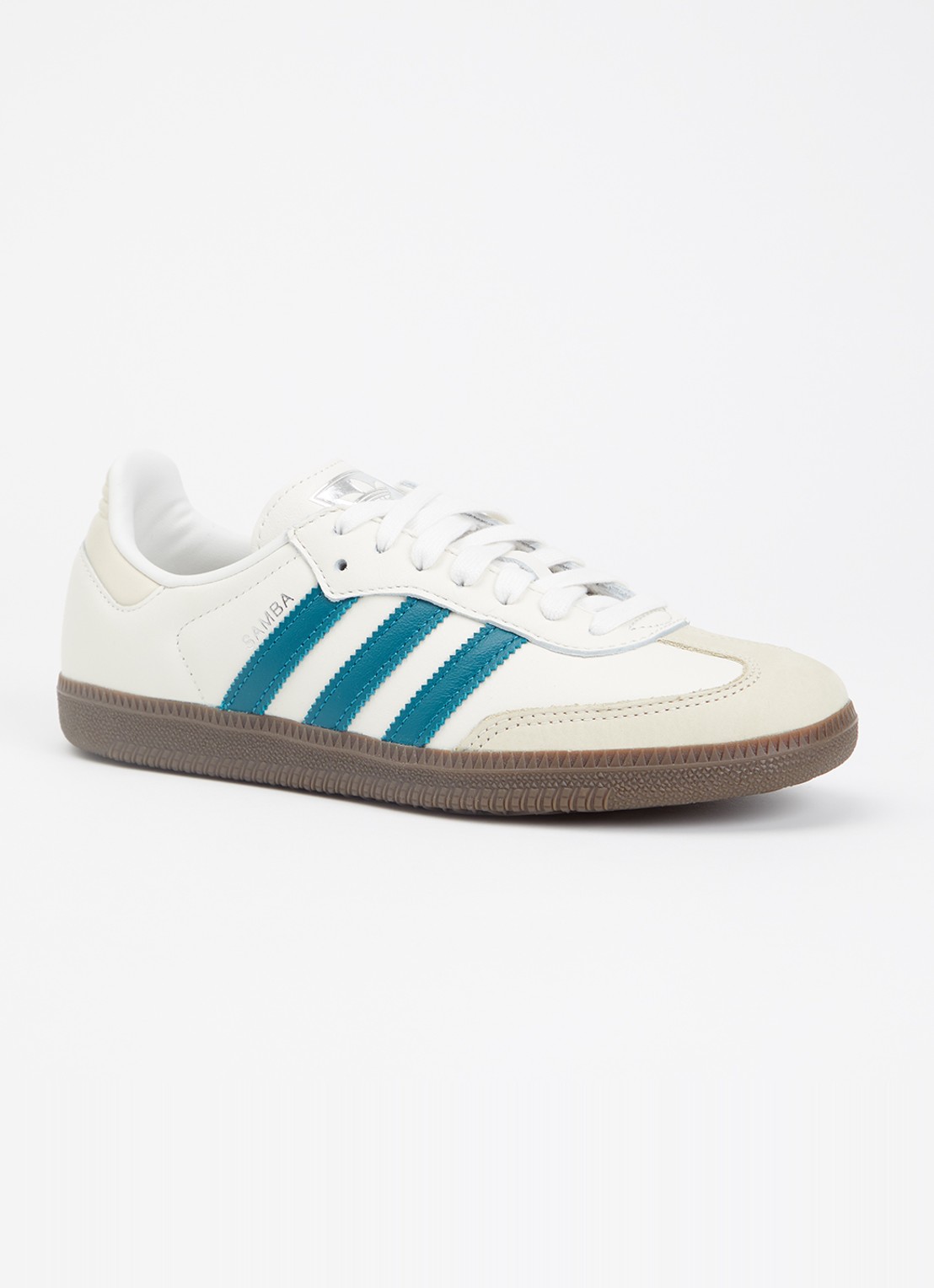 Adidas Samba OG sneaker van leer met suède details  - voorkant 2 creme