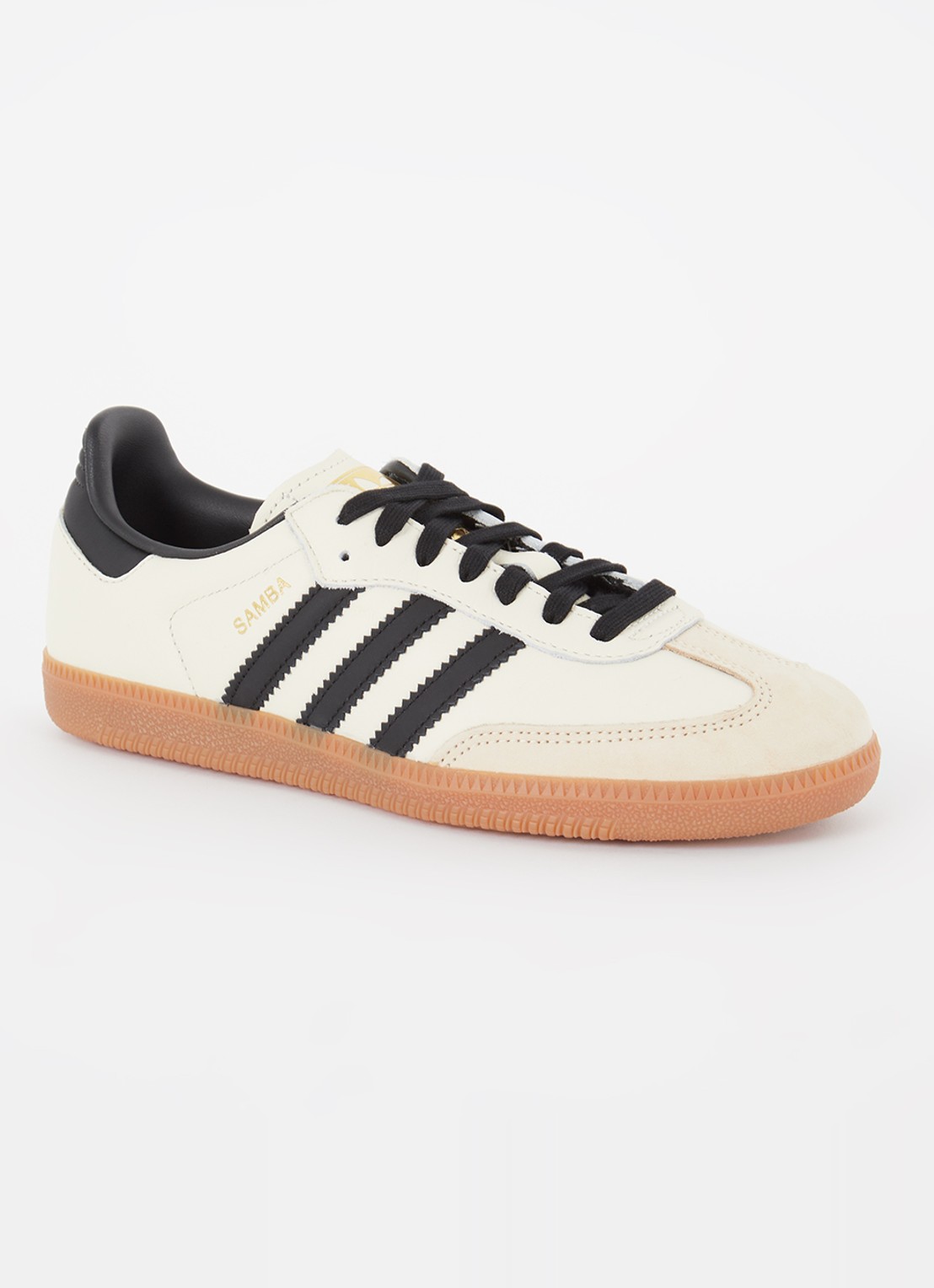 Adidas Samba OG sneaker van leer met suède details  - voorkant 2 ivoor