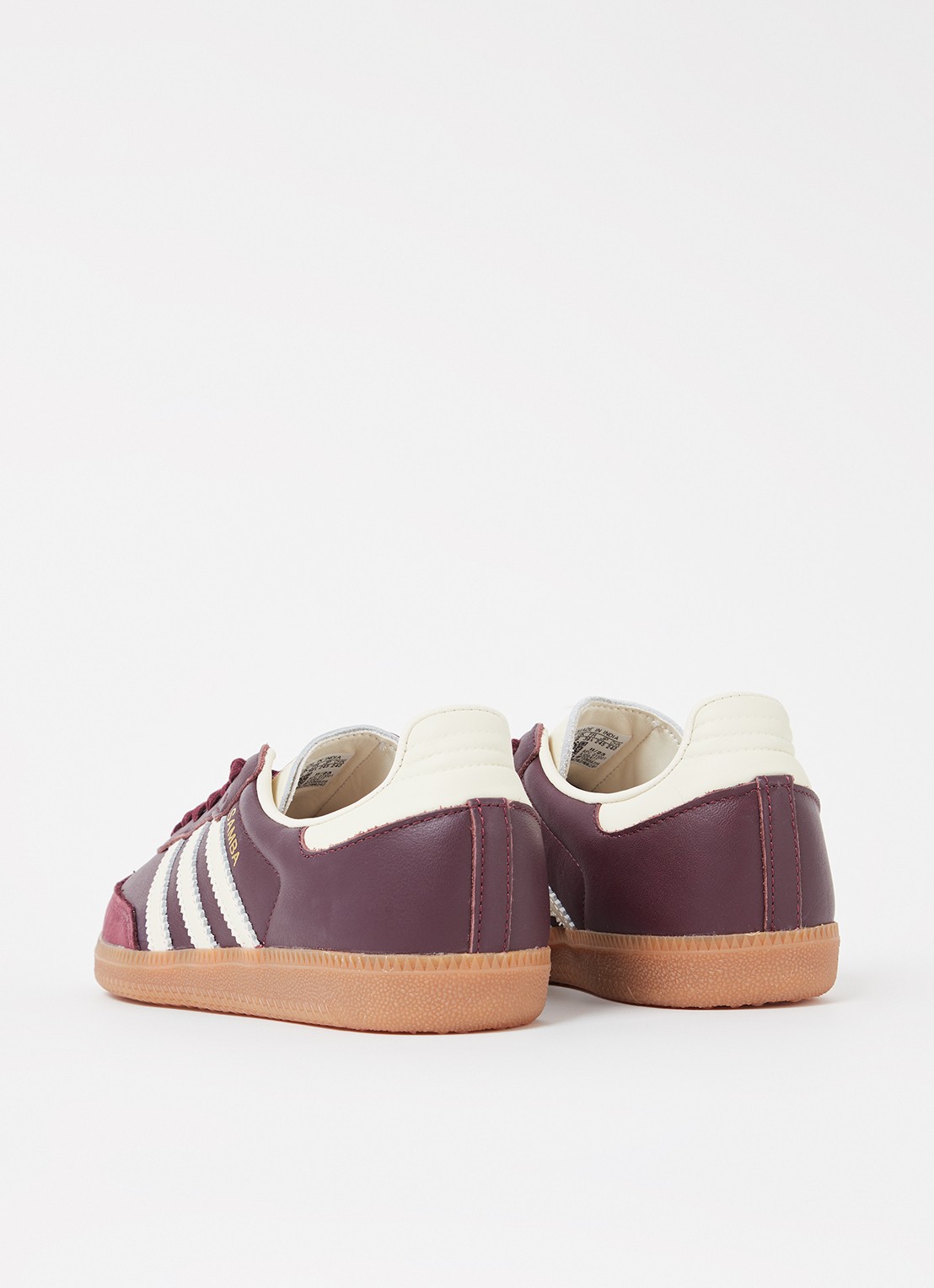 Adidas Samba OG sneaker van leer met suède details  - achterkant 5 bordeauxrood
