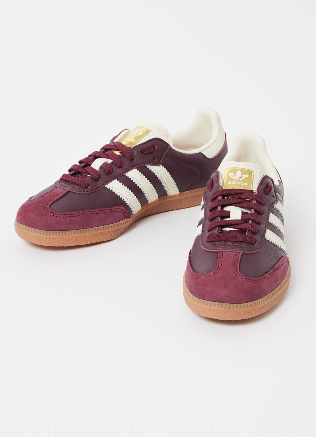 Adidas Samba OG sneaker van leer met suède details  - detail bordeauxrood