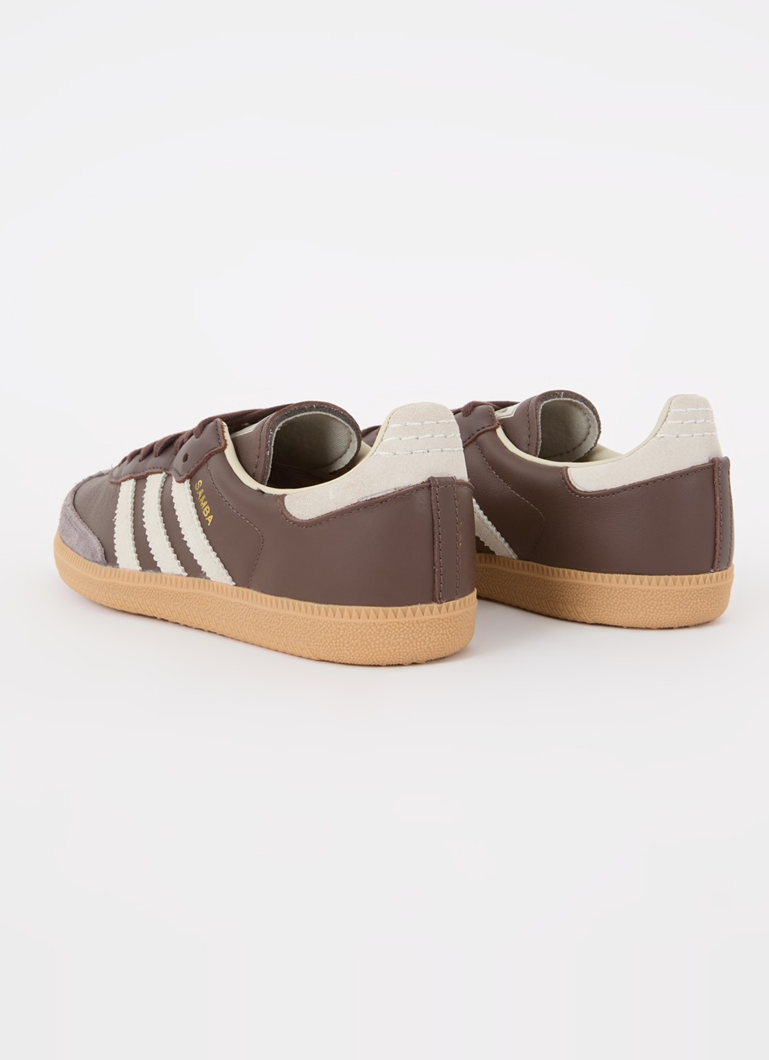 Adidas Samba OG sneaker van leer met suède details  - achterkant 2 donkerbruin