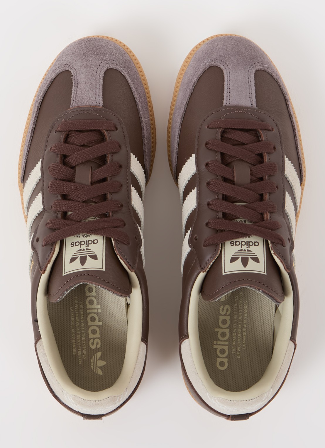 Adidas Samba OG sneaker van leer met suède details  - detail 4 donkerbruin