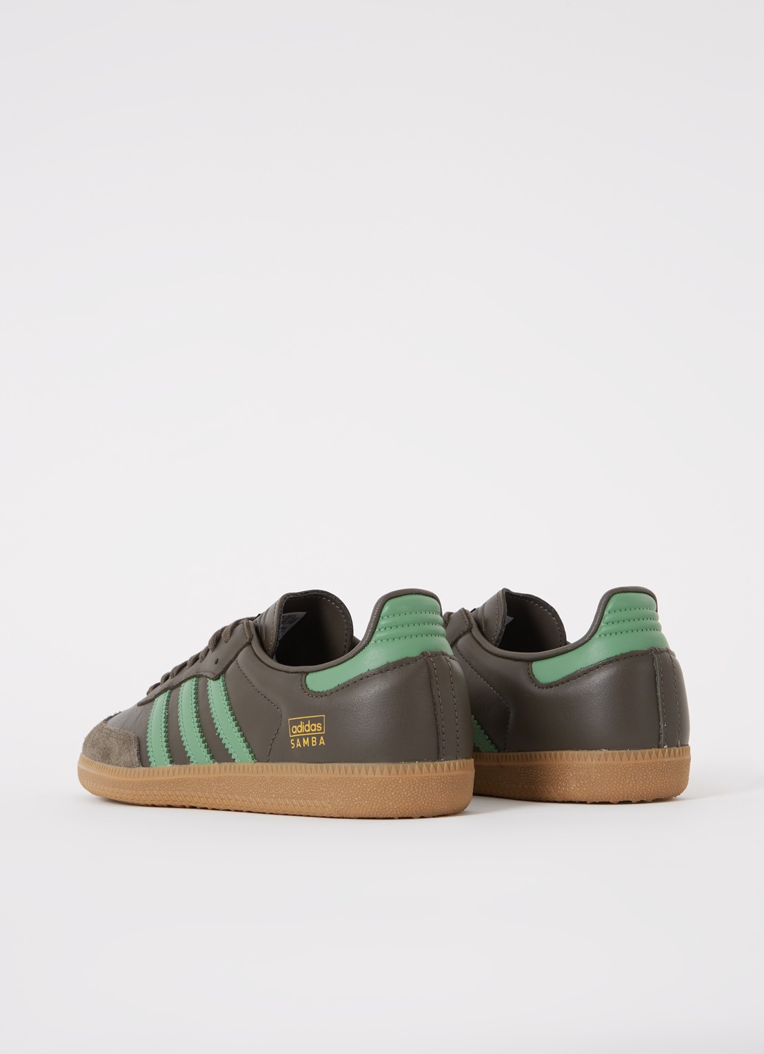 Adidas Samba OG sneaker van leer met suède details  - detail 3 olijfgroen
