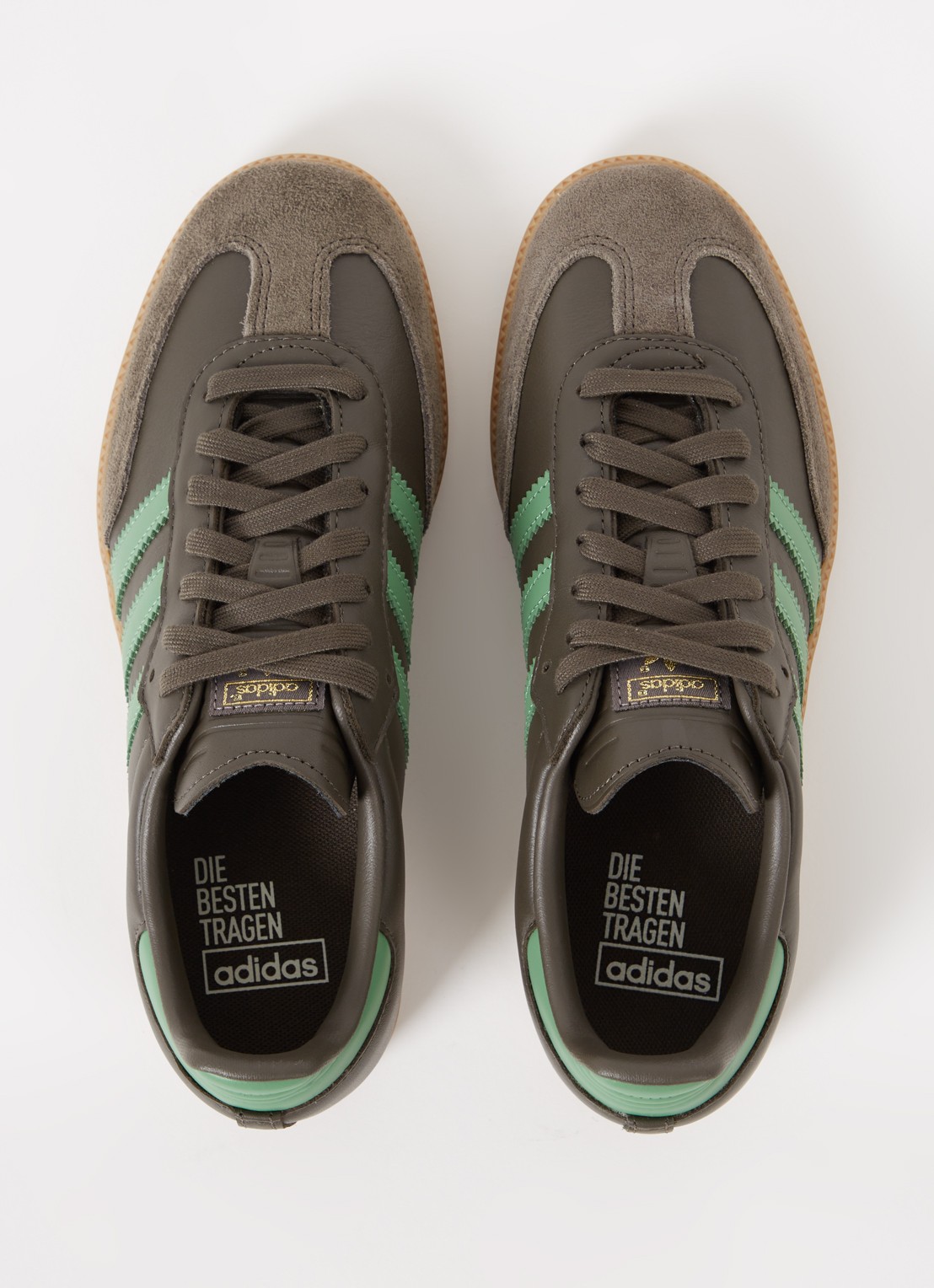 Adidas Samba OG sneaker van leer met suède details  - detail 4 olijfgroen