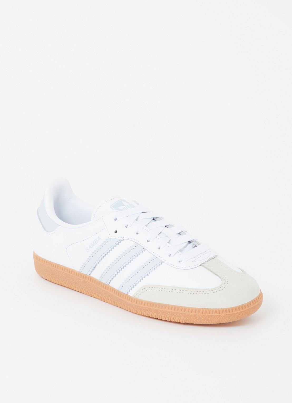 Adidas Samba OG sneaker van leer met suède details  - voorkant lichtblauw