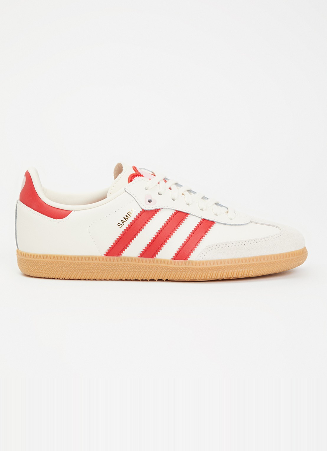 Adidas Samba OG sneaker van leer met suède details - voorkant beige
