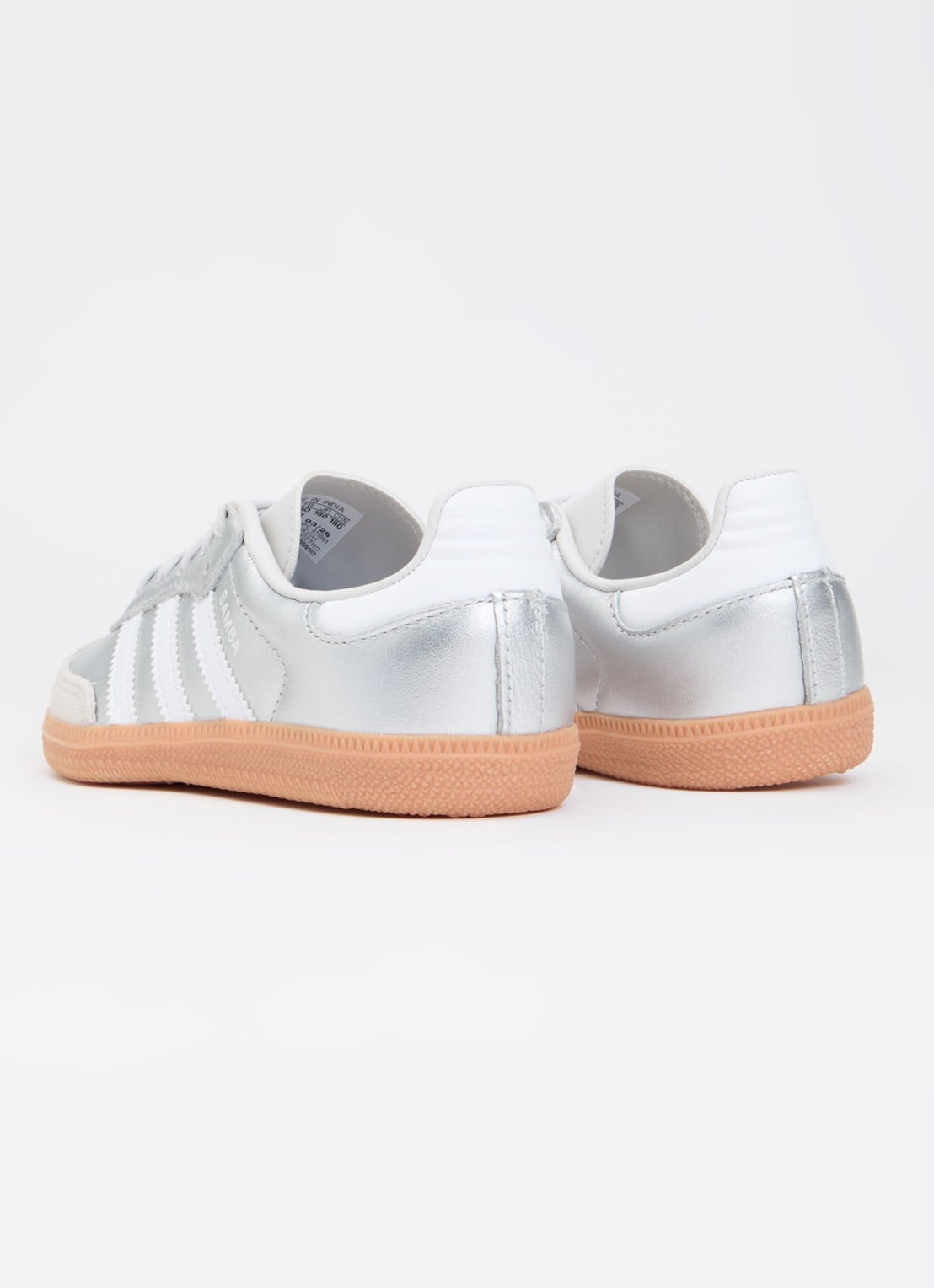 Adidas Samba OG sneaker van leer met suède details - achterkant zilver