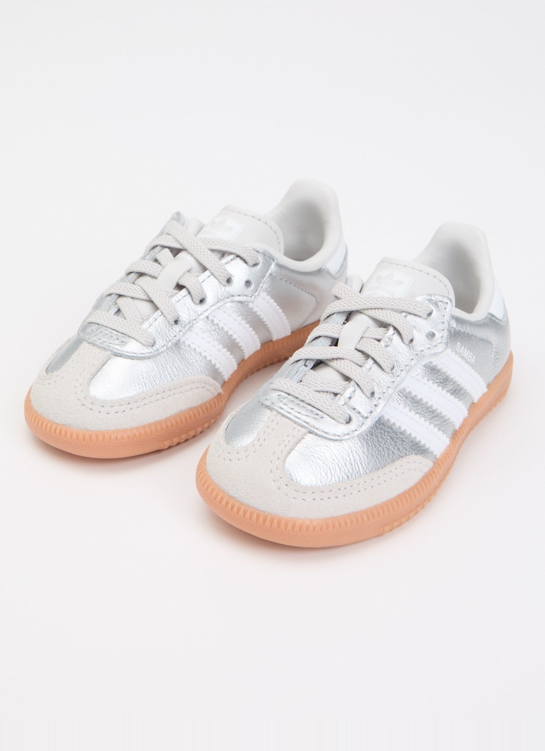 Adidas Samba OG sneaker van leer met suède details - voorkant 5 zilver