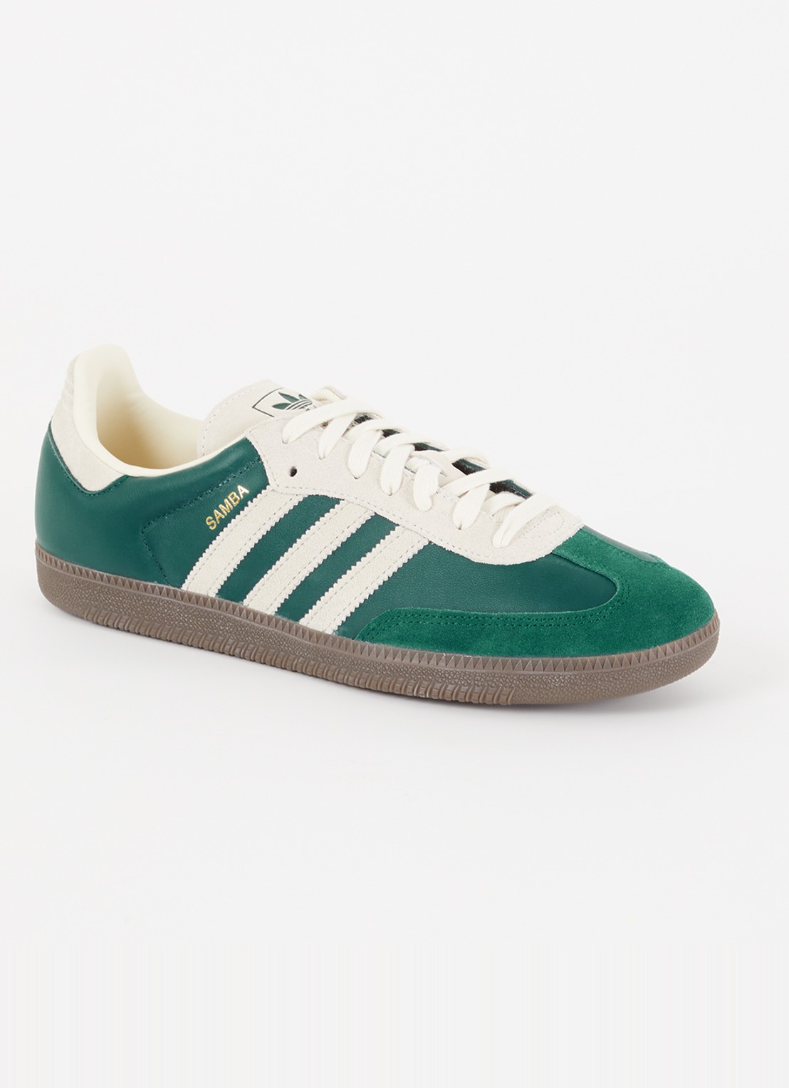 Adidas Samba OG sneaker van leer met suède details - voorkant donkergroen