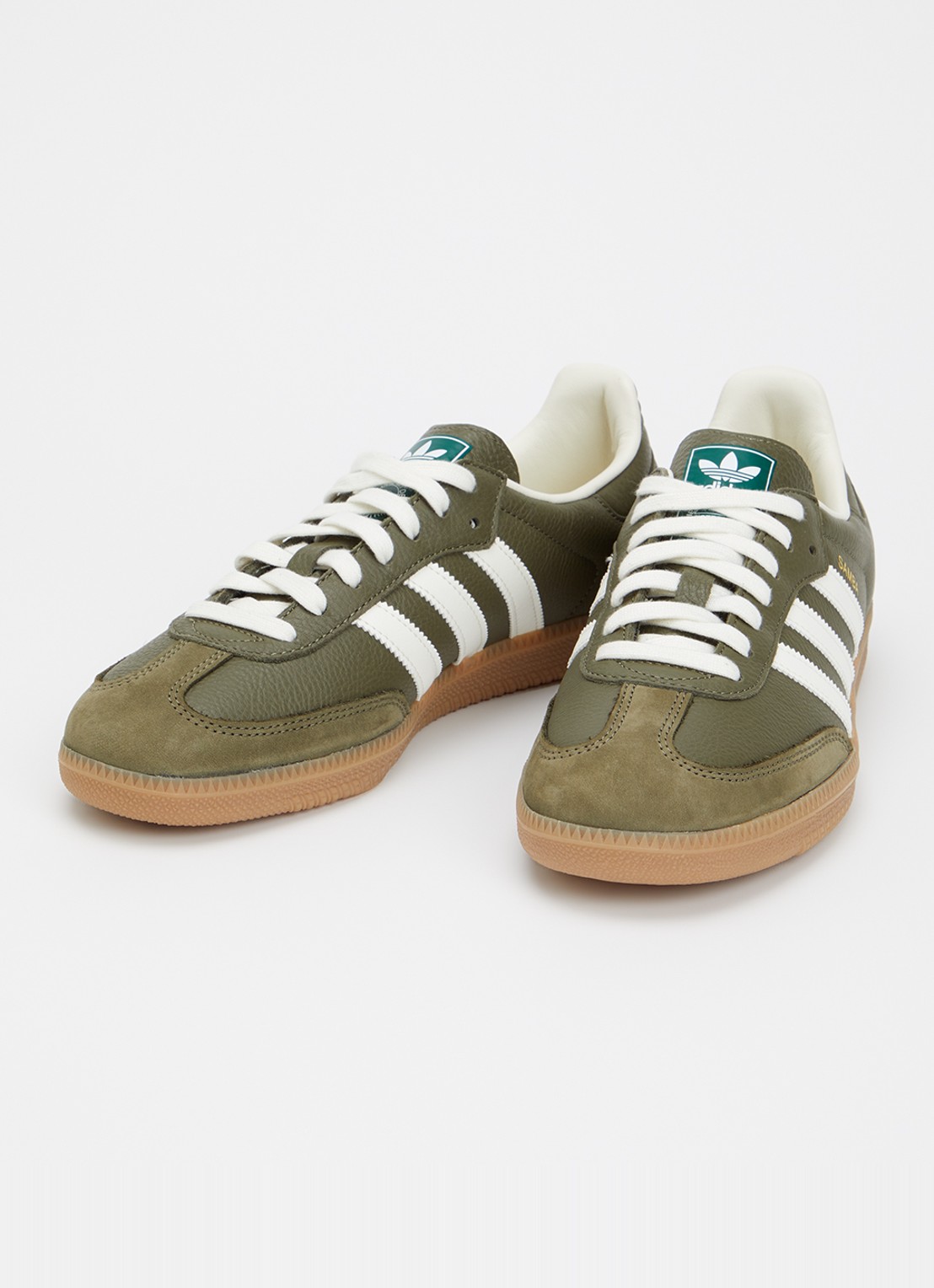 Adidas Samba OG sneaker van leer met suède details - detail 2 bronsgroen