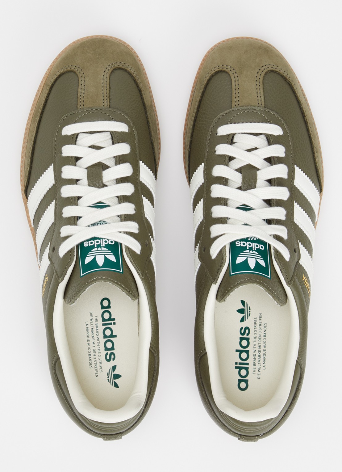 Adidas Samba OG sneaker van leer met suède details - detail 3 bronsgroen