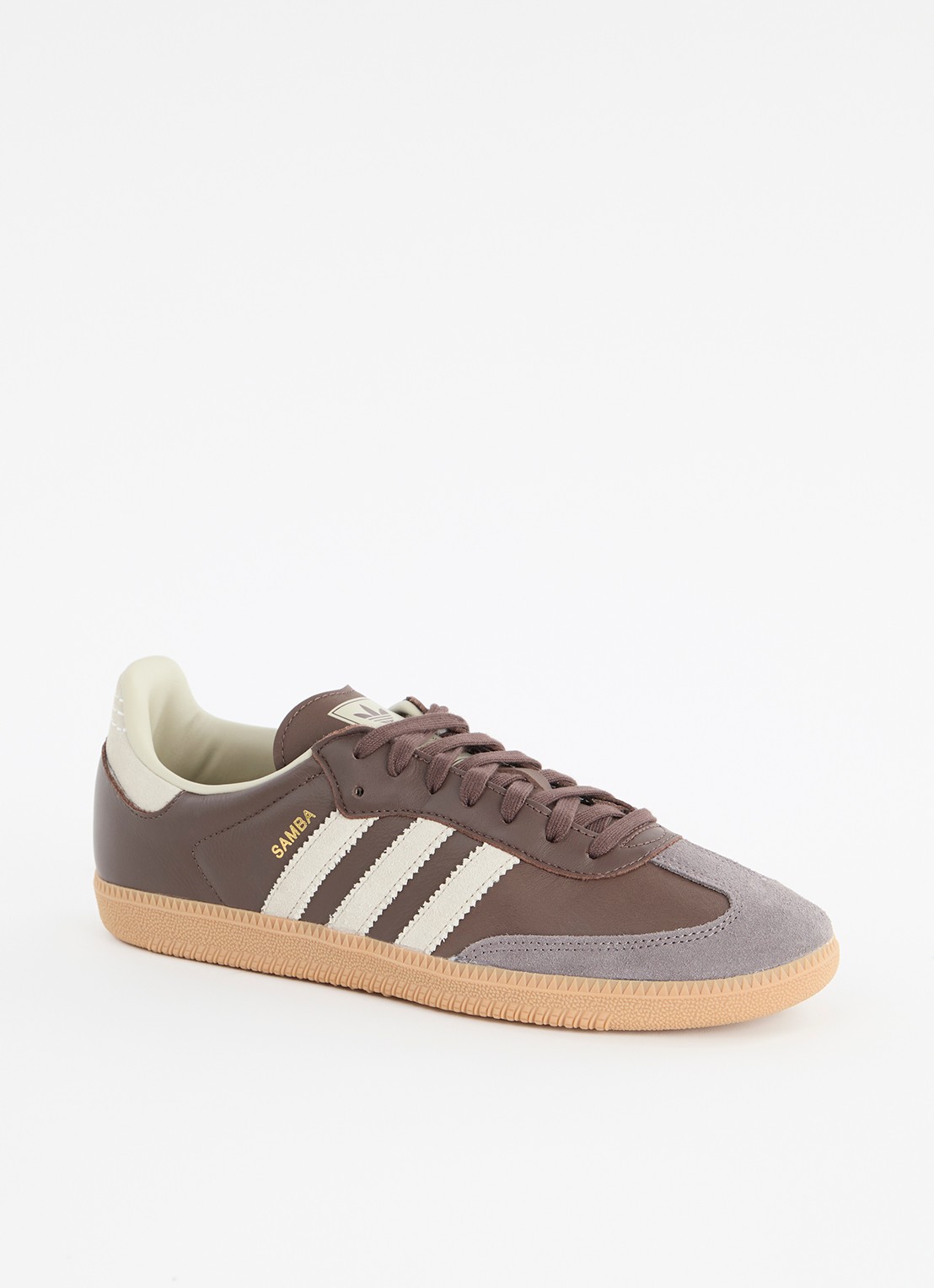 Adidas Samba OG sneaker van leer met suède details - voorkant donkerbruin
