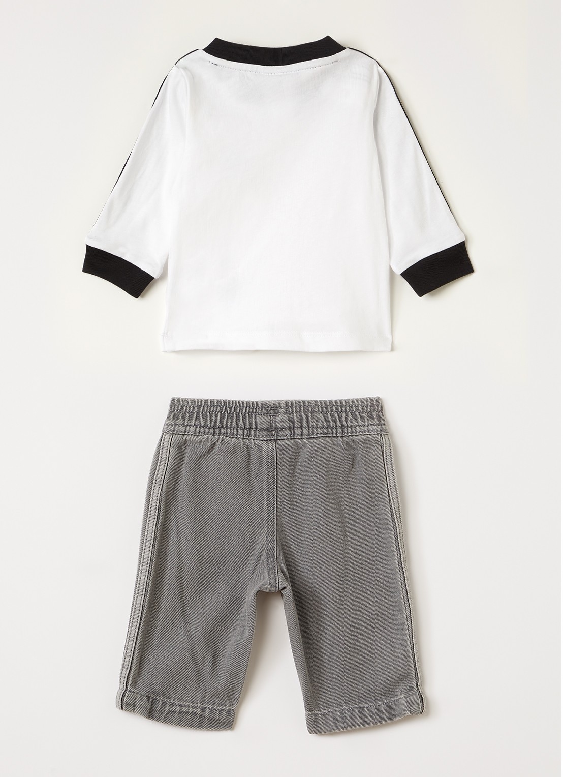 Adidas Set van longsleeve met straight leg jeans 2-delig - voorkant 2 wit