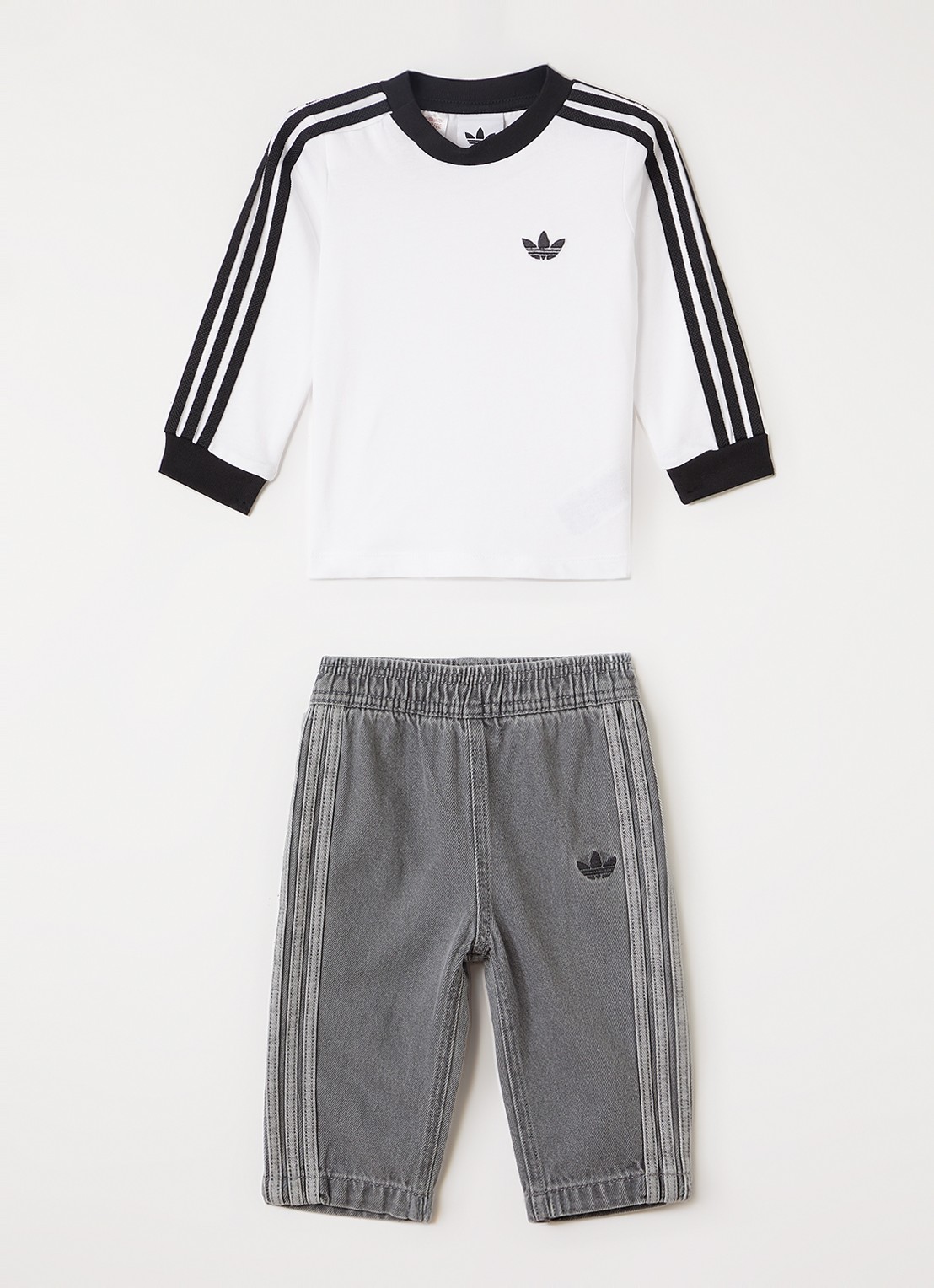 Adidas Set van longsleeve met straight leg jeans 2-delig - voorkant 3 wit