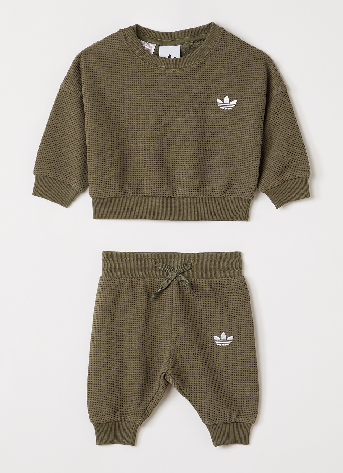 Adidas Set van sweater met joggingbroek 2-delig - voorkant legergroen