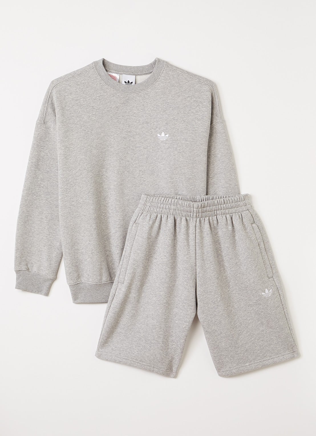 Adidas Set van sweater met korte joggingbroek 2-delig - voorkant grijsmele