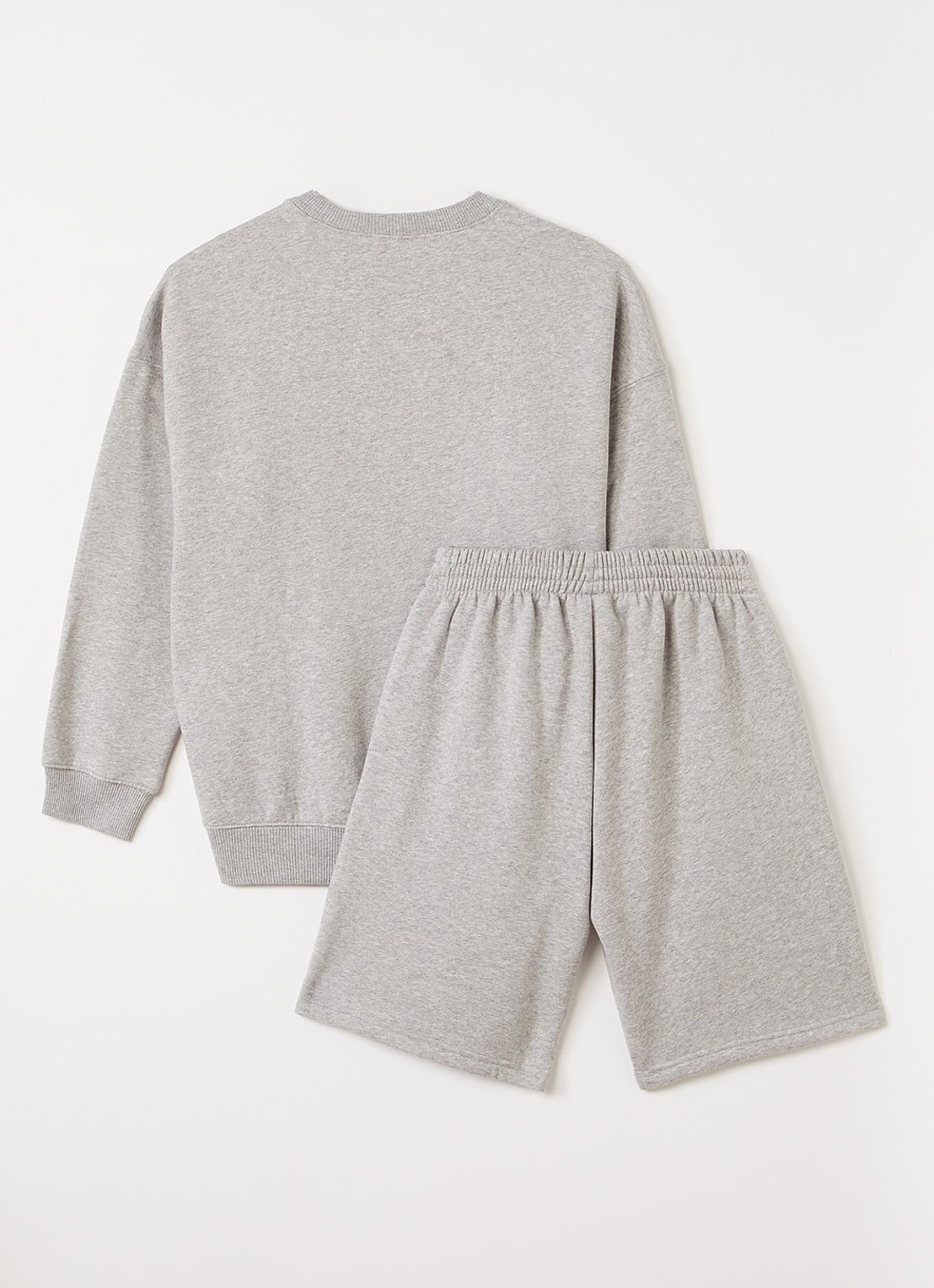 Adidas Set van sweater met korte joggingbroek 2-delig - voorkant 2 grijsmele