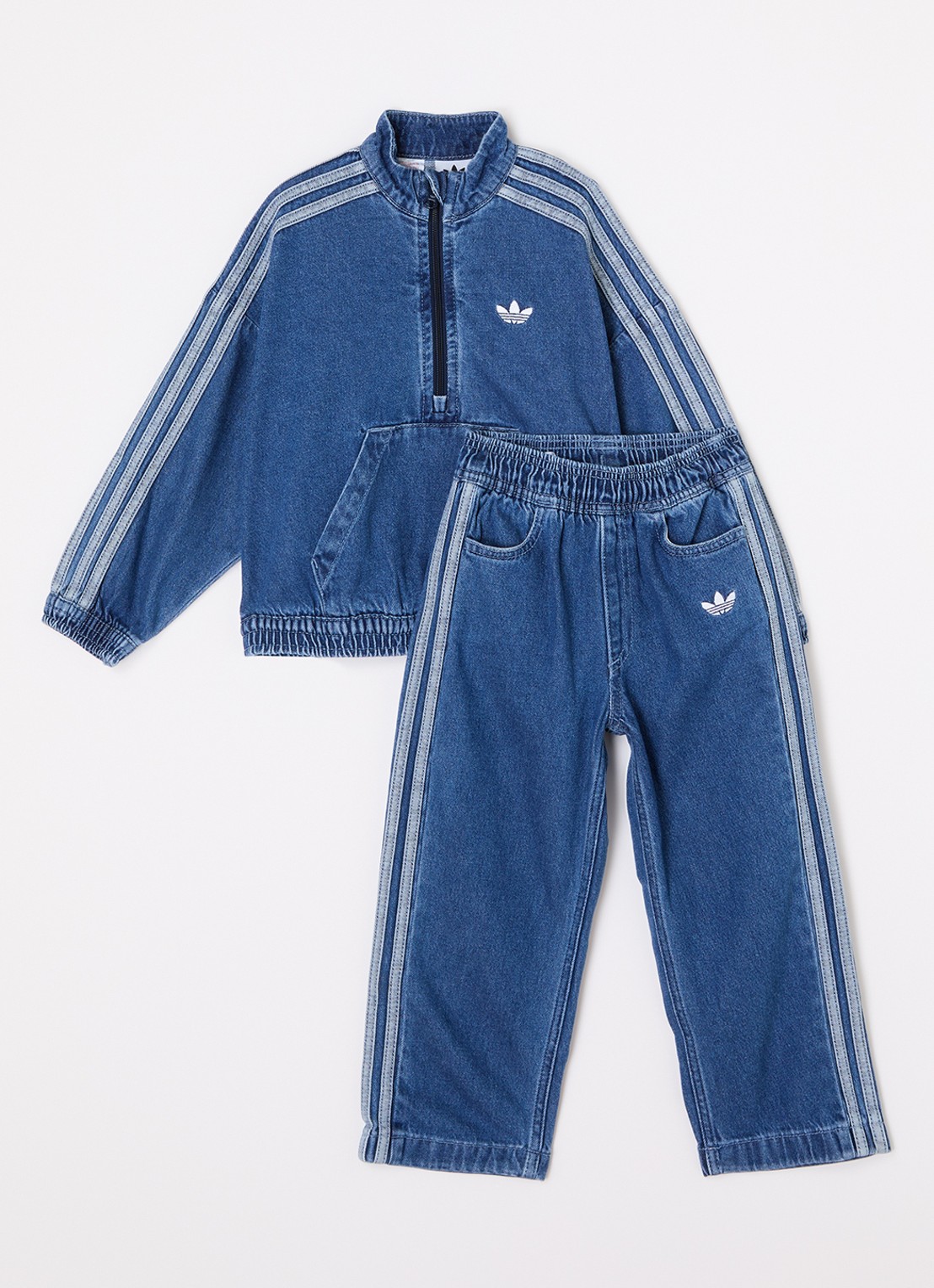 Adidas Set van sweater met straight leg jeans 2-delig - voorkant indigo